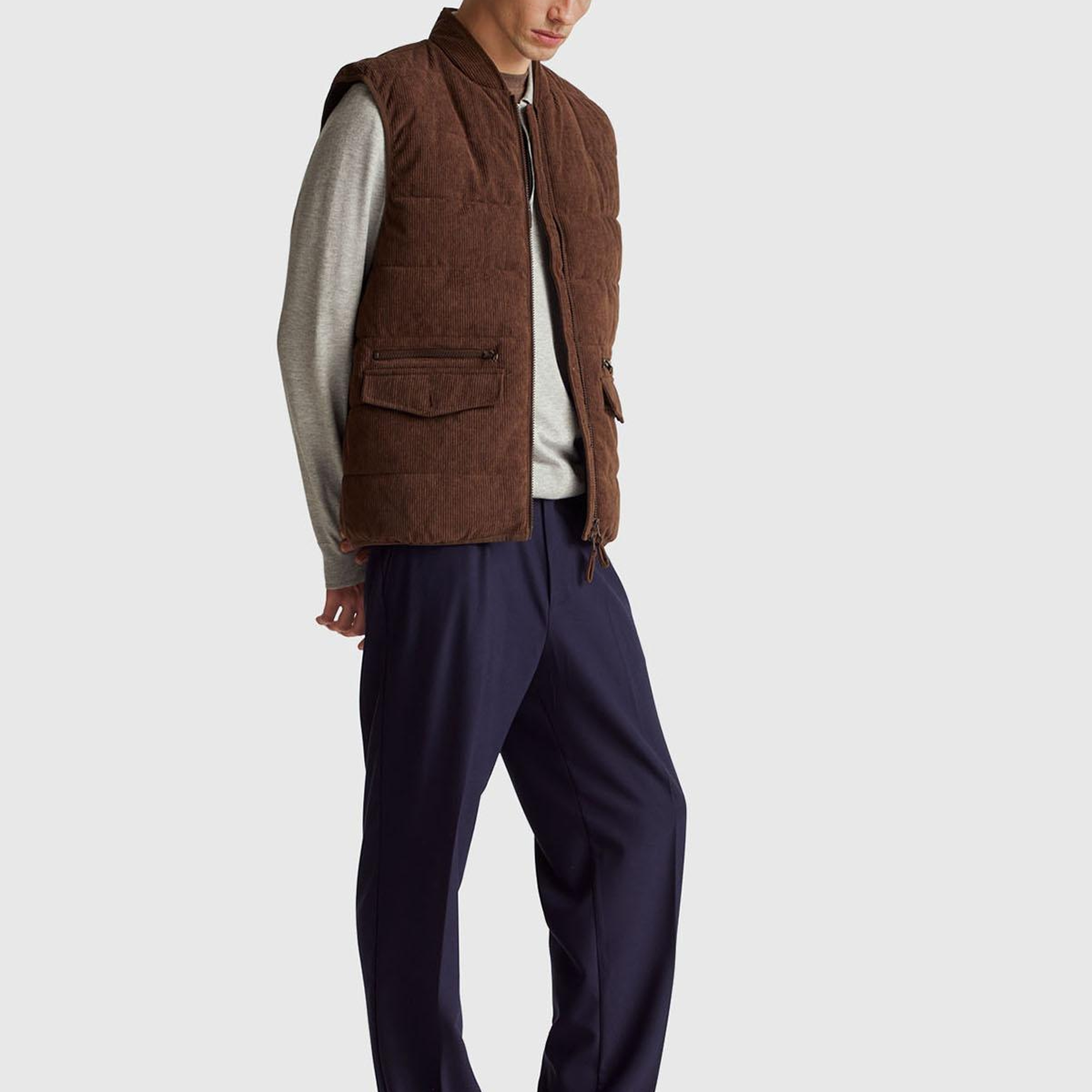 Erkek Lacivert Viskoz Karışımlı Beli İpli Regular Fit Chino Pantolon