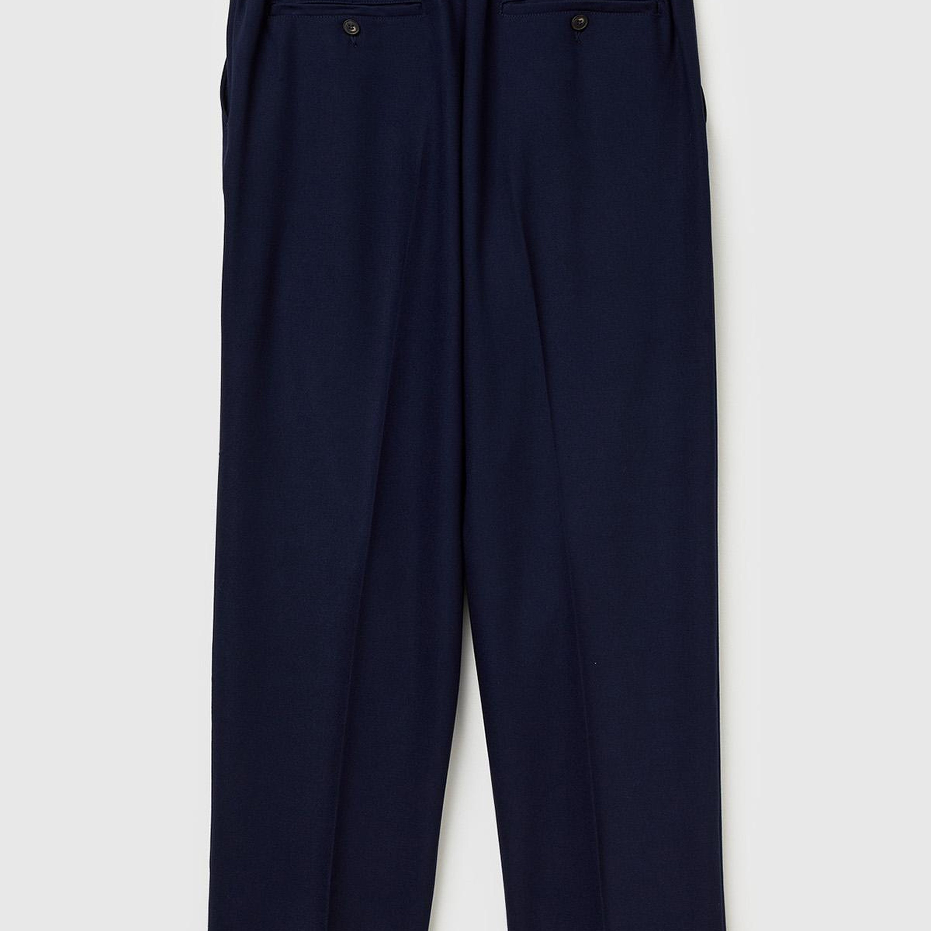 Erkek Lacivert Viskoz Karışımlı Beli İpli Regular Fit Chino Pantolon