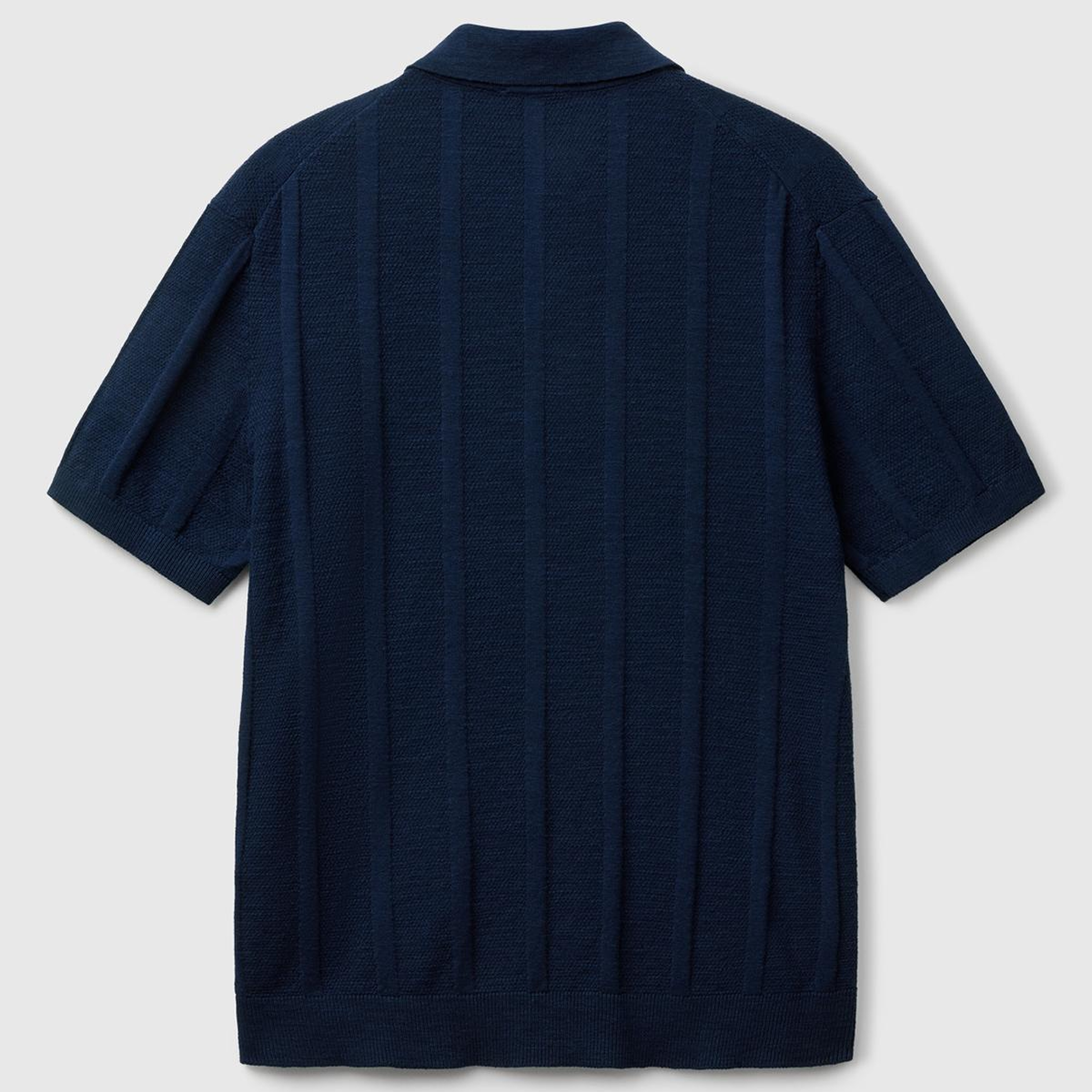Erkek Lacivert Keten Pamuk Karışımlı Kontrastlı Düğmeli Regular Fit Triko Polo T-Shirt
