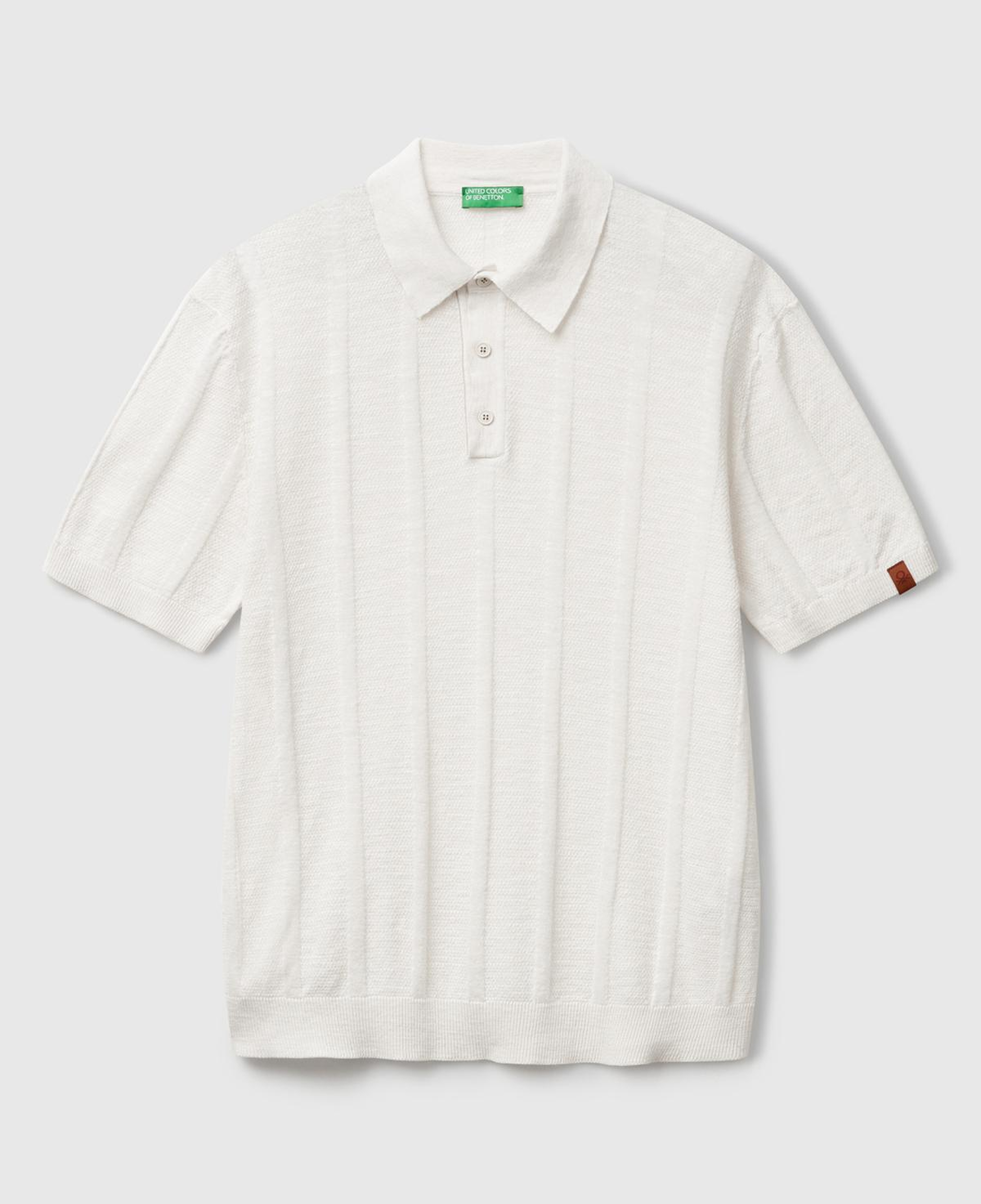 Erkek Krem Keten Pamuk Karışımlı Kontrastlı Düğmeli Regular Fit Triko Polo T-Shirt