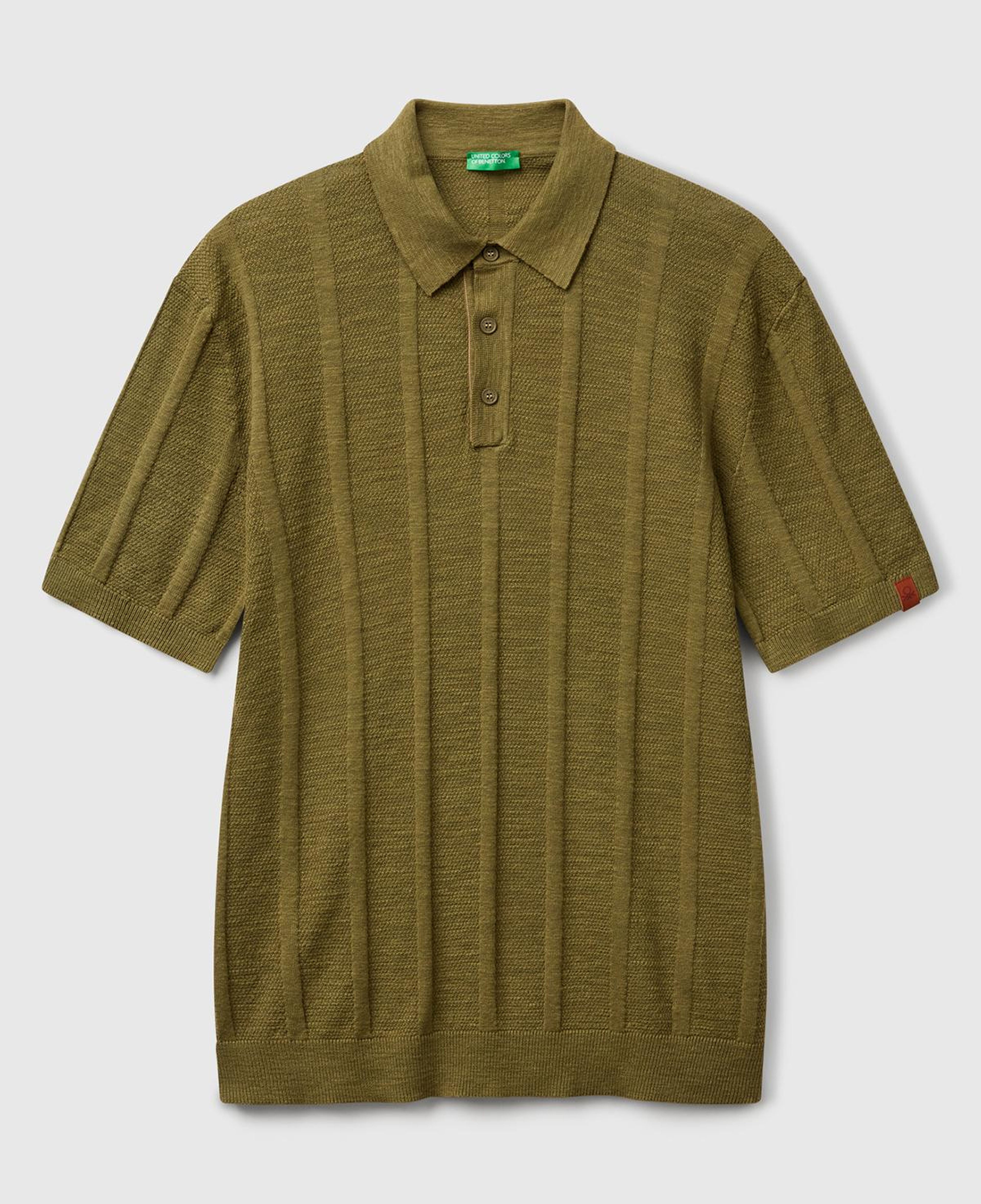 Erkek Haki Keten Pamuk Karışımlı Kontrastlı Düğmeli Regular Fit Triko Polo T-Shirt
