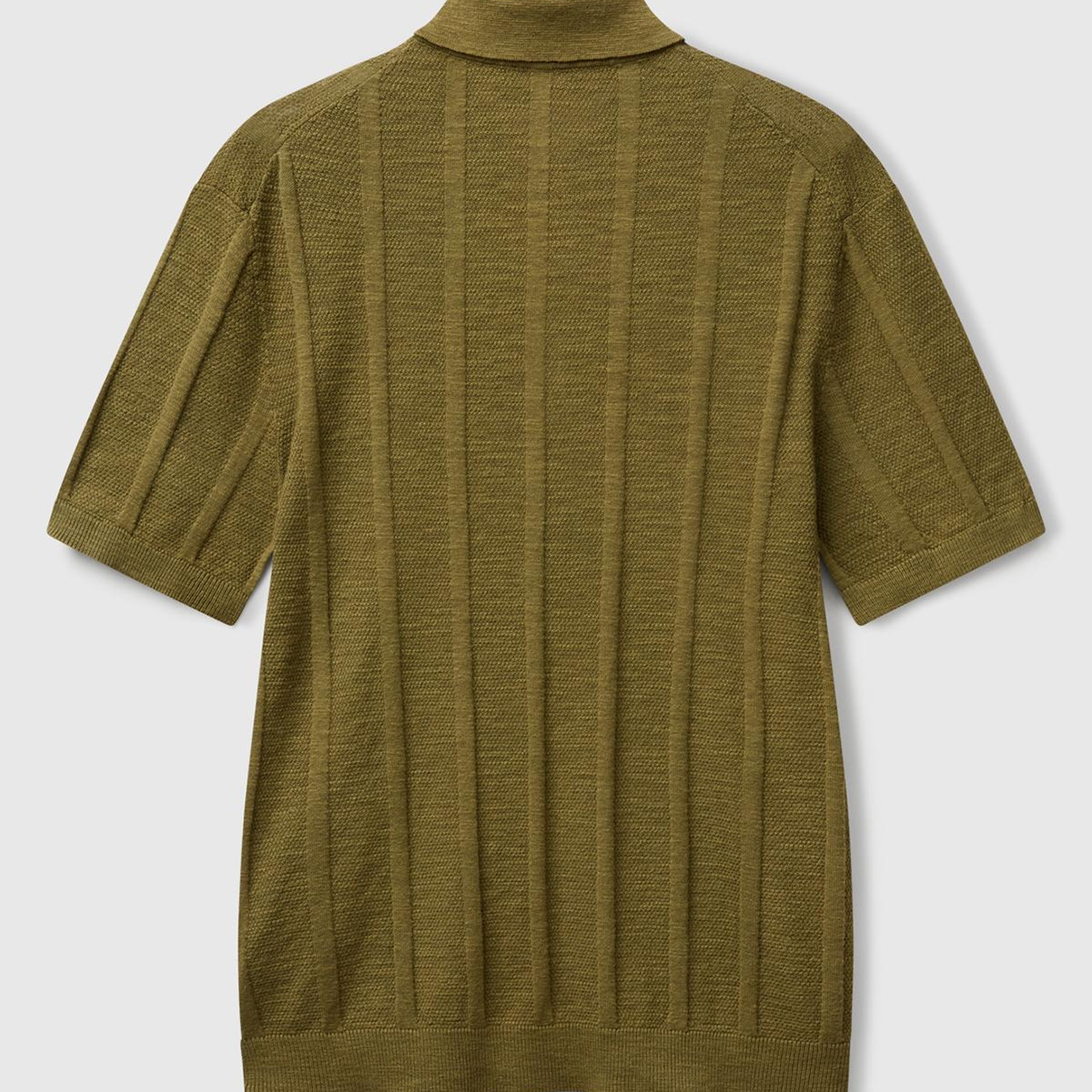 Erkek Haki Keten Pamuk Karışımlı Kontrastlı Düğmeli Regular Fit Triko Polo T-Shirt
