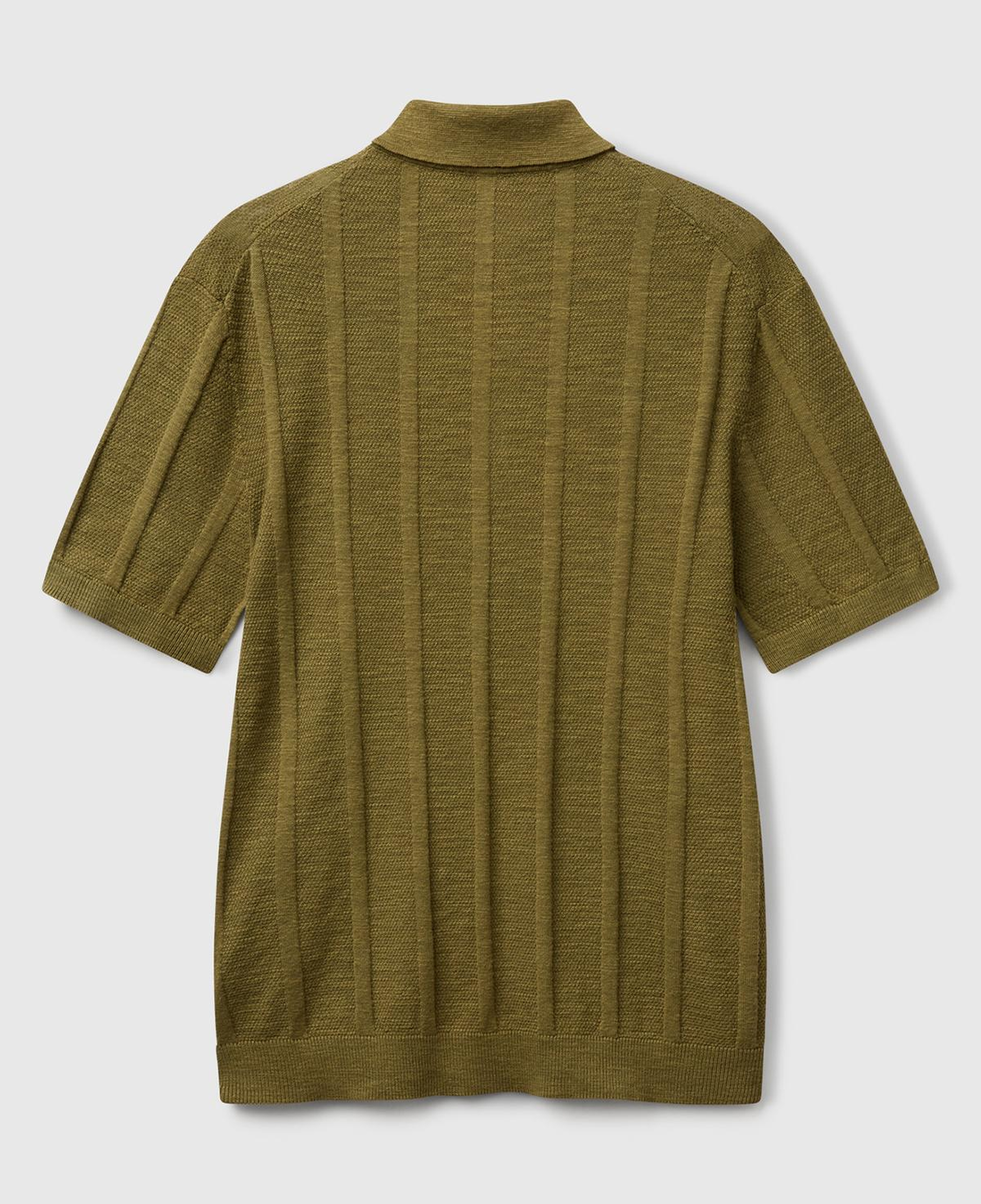 Erkek Haki Keten Pamuk Karışımlı Kontrastlı Düğmeli Regular Fit Triko Polo T-Shirt