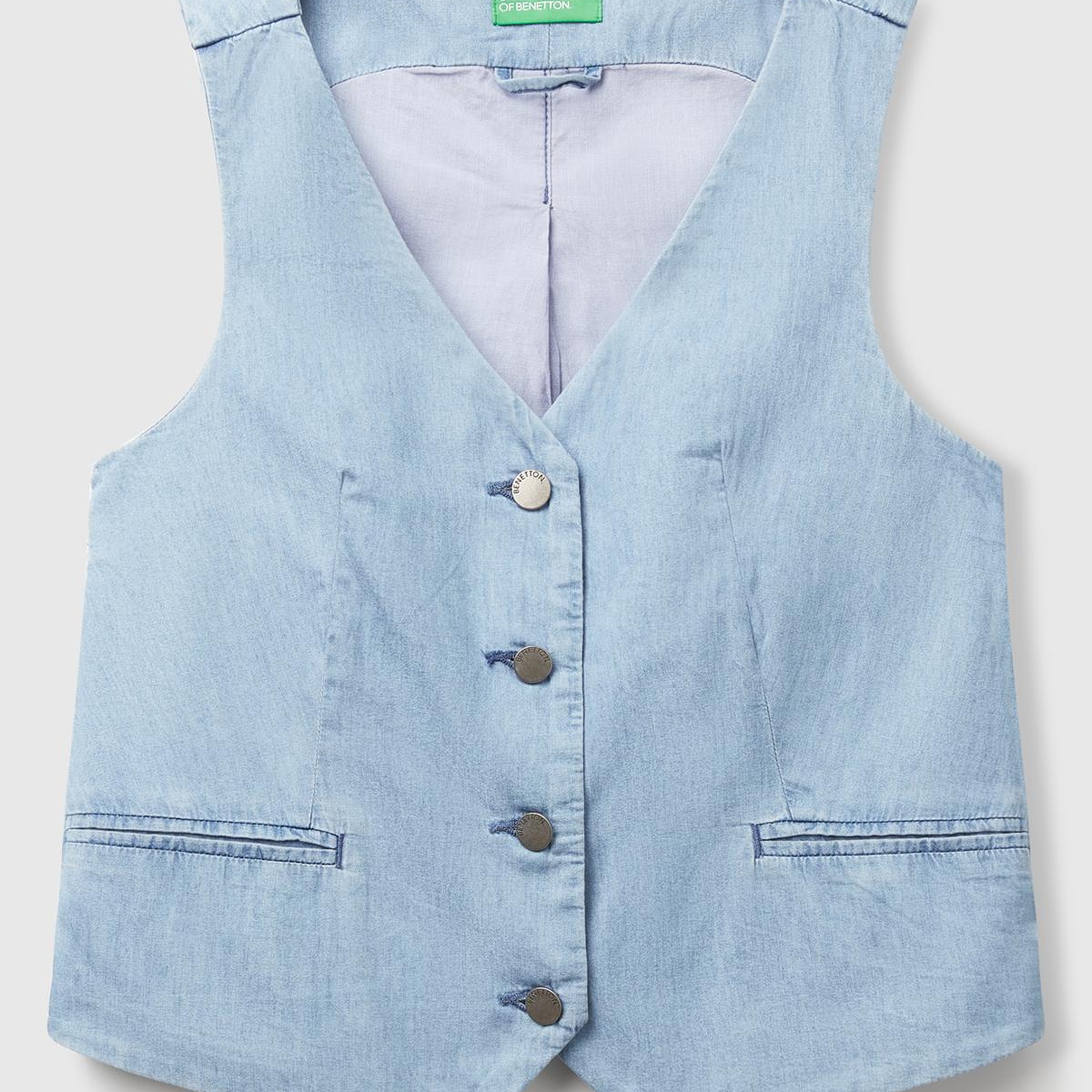 Kadın Açık Mavi %100 Koton Şamre Denim Yelek