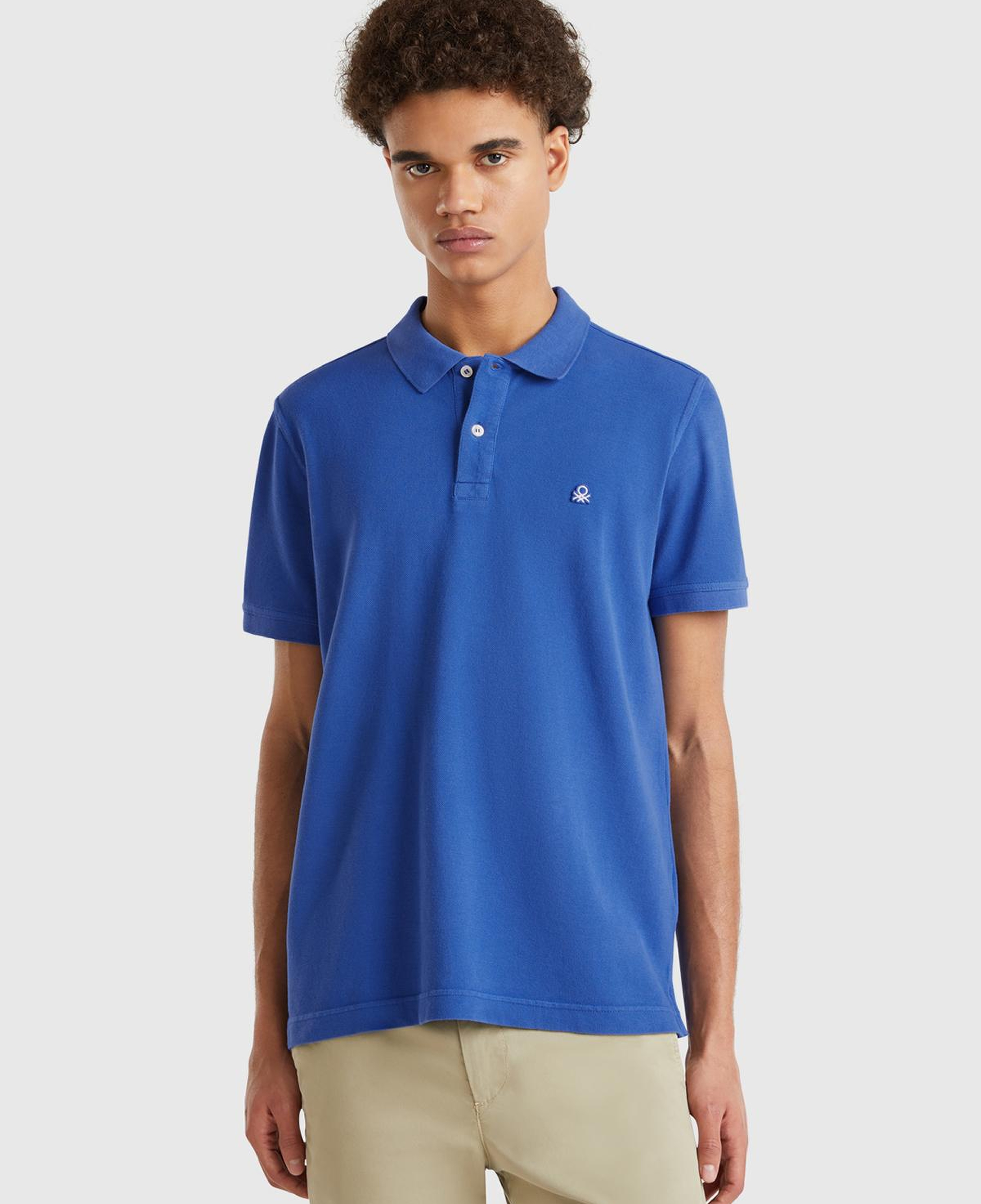 Erkek Saks Mavi Regular Fit Kısa Kollu Polo T-Shirt