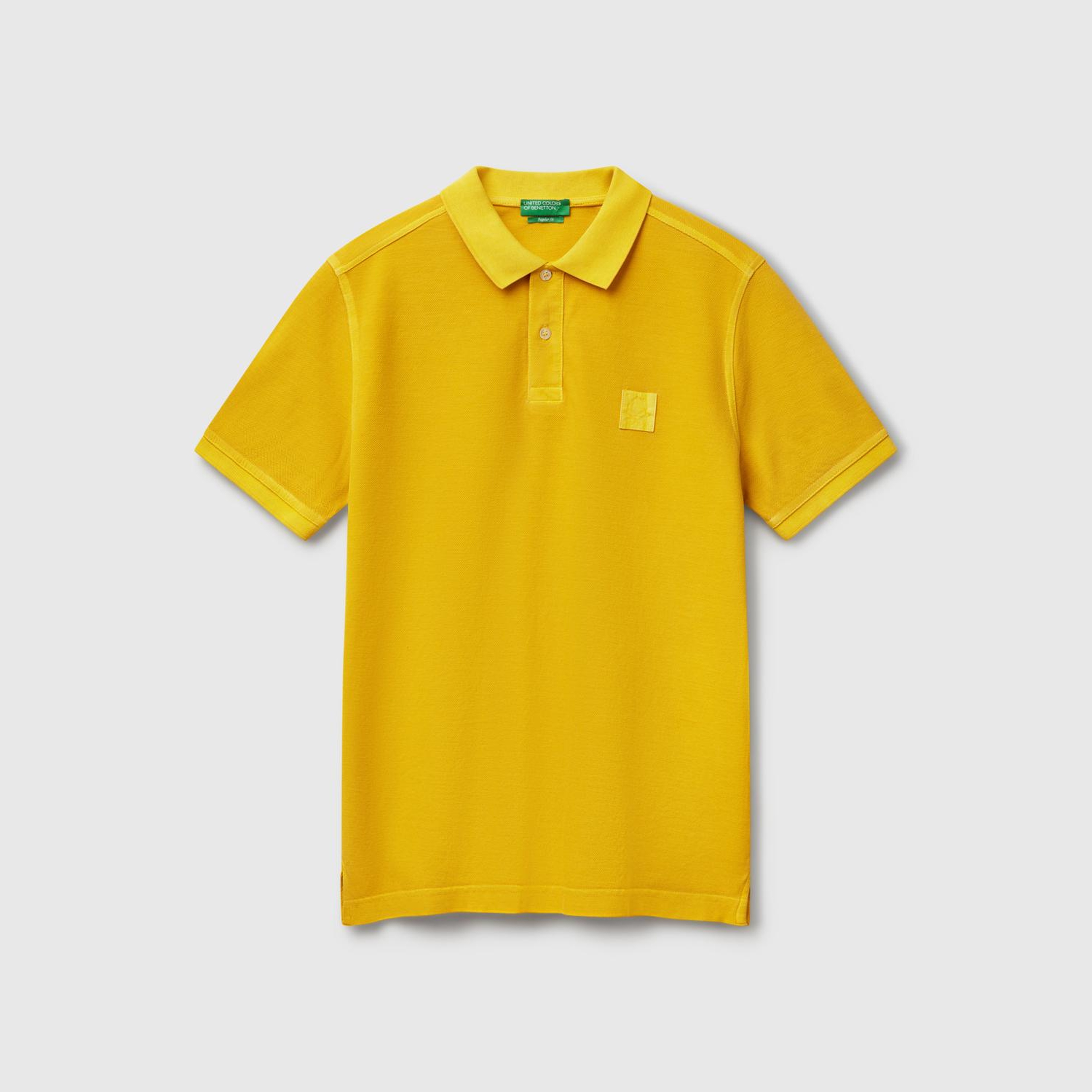 Erkek Sarı %100 Organik Koton Regular Fit Polo T-Shirt
