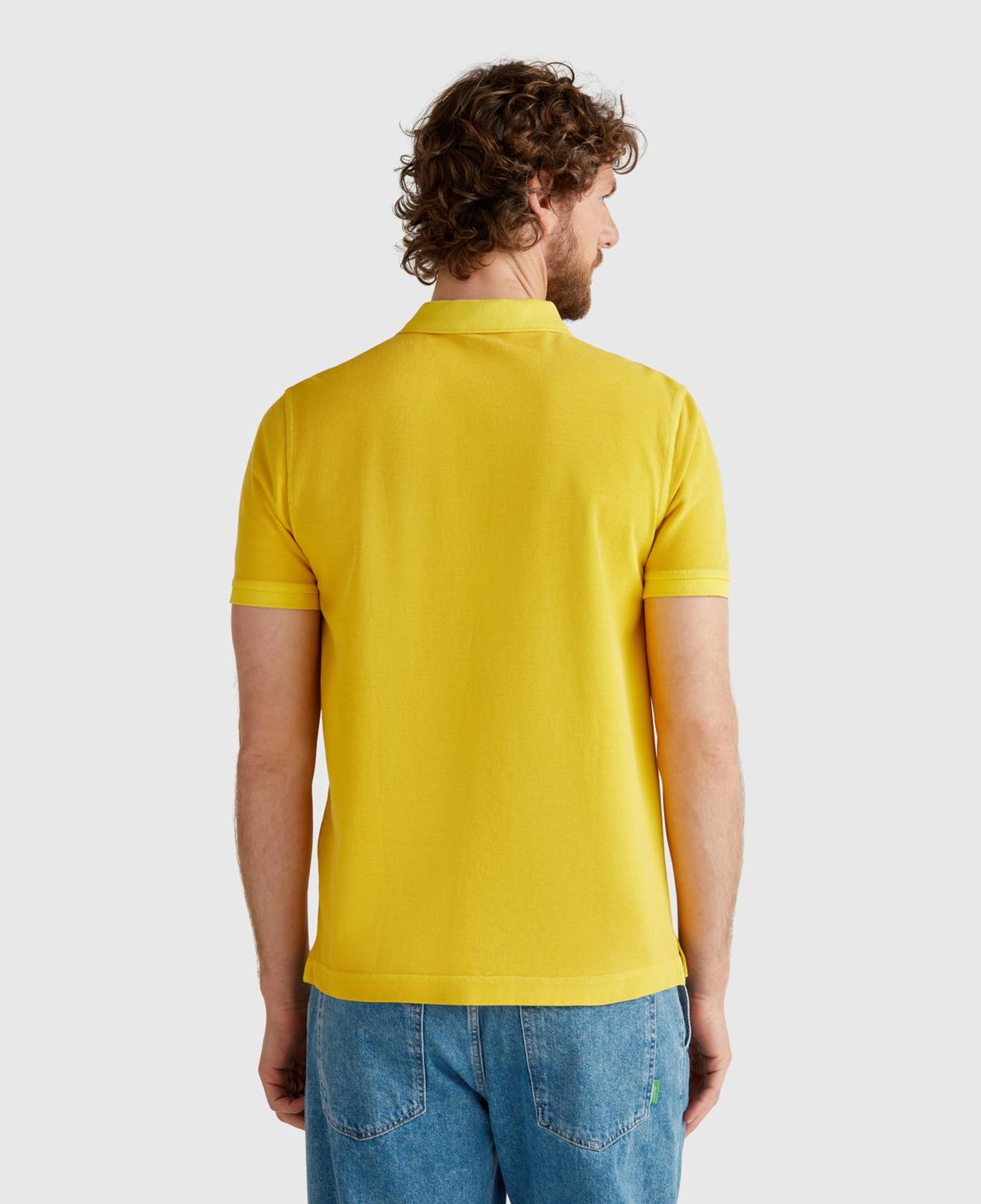 Erkek Sarı %100 Organik Koton Regular Fit Polo T-Shirt