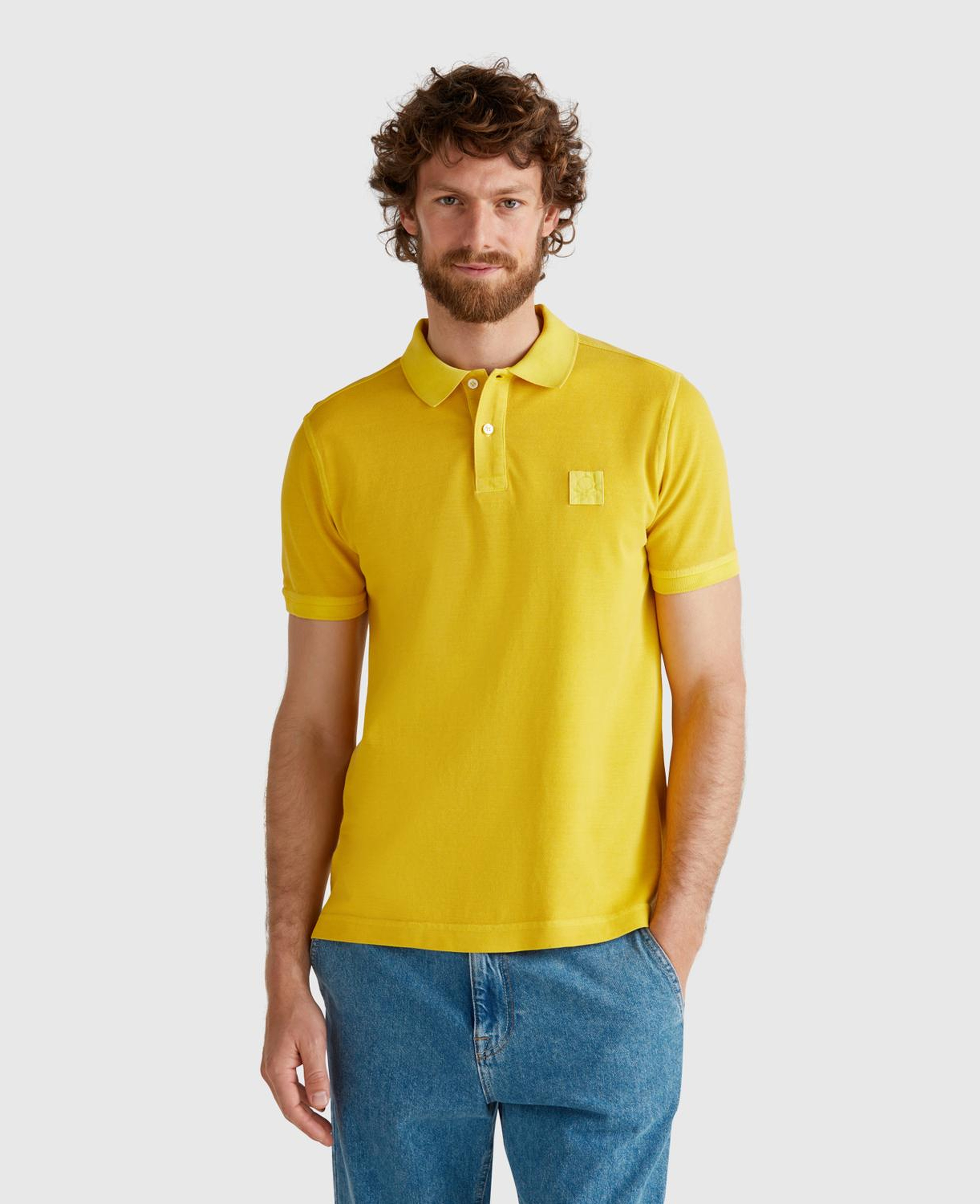 Erkek Sarı %100 Organik Koton Regular Fit Polo T-Shirt