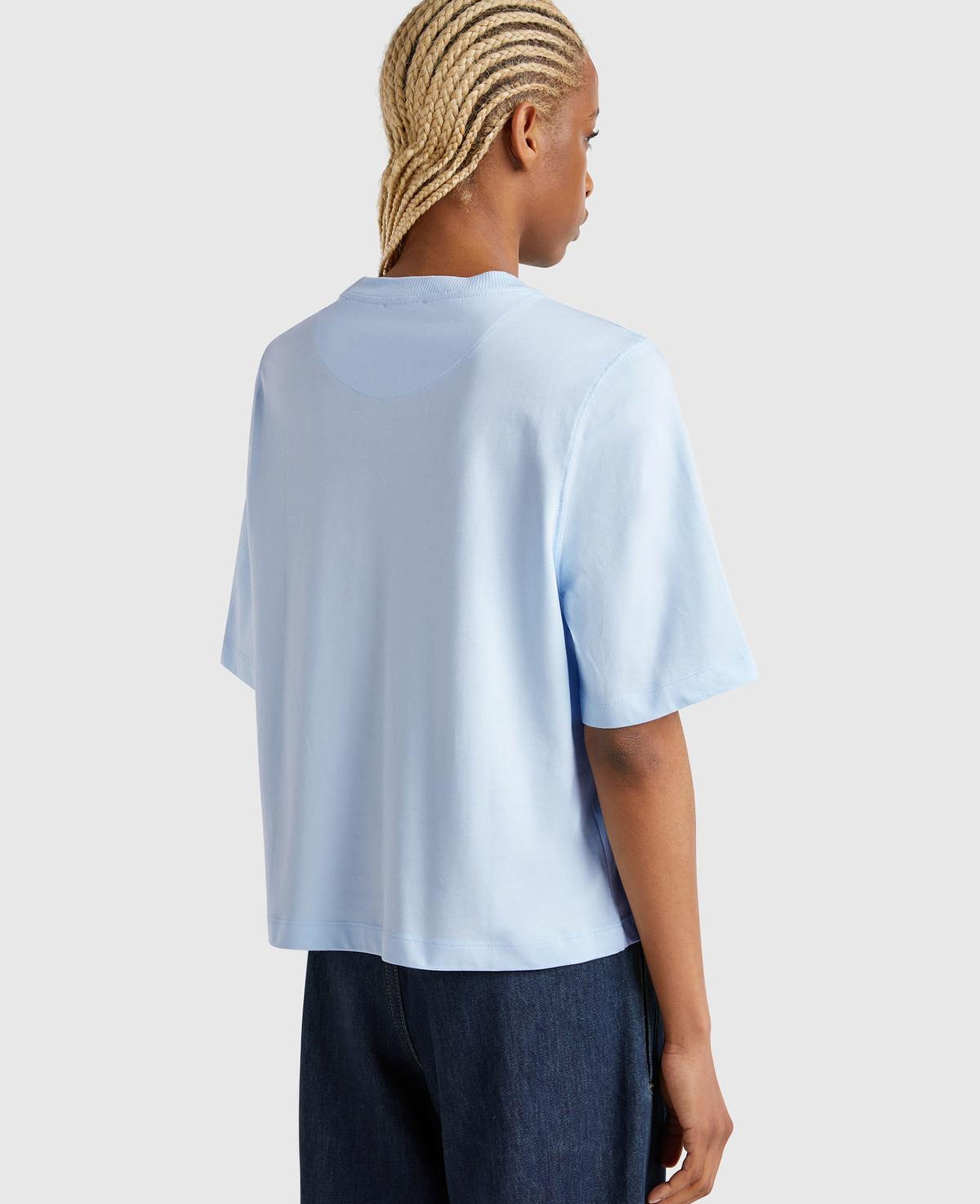 Kadın Açık Mavi %100 Koton Boxy Fit T-Shirt