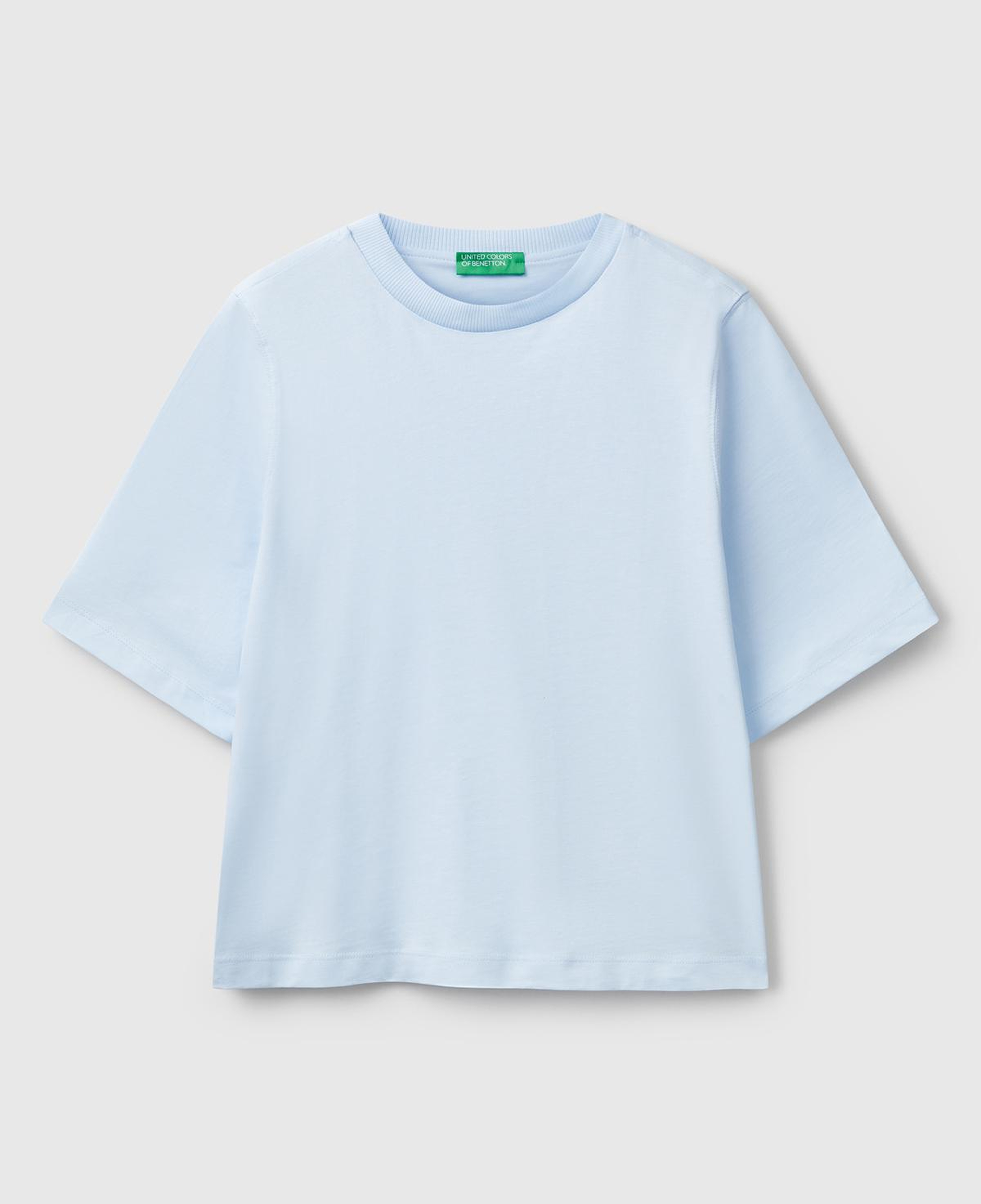 Kadın Açık Mavi %100 Koton Boxy Fit T-Shirt