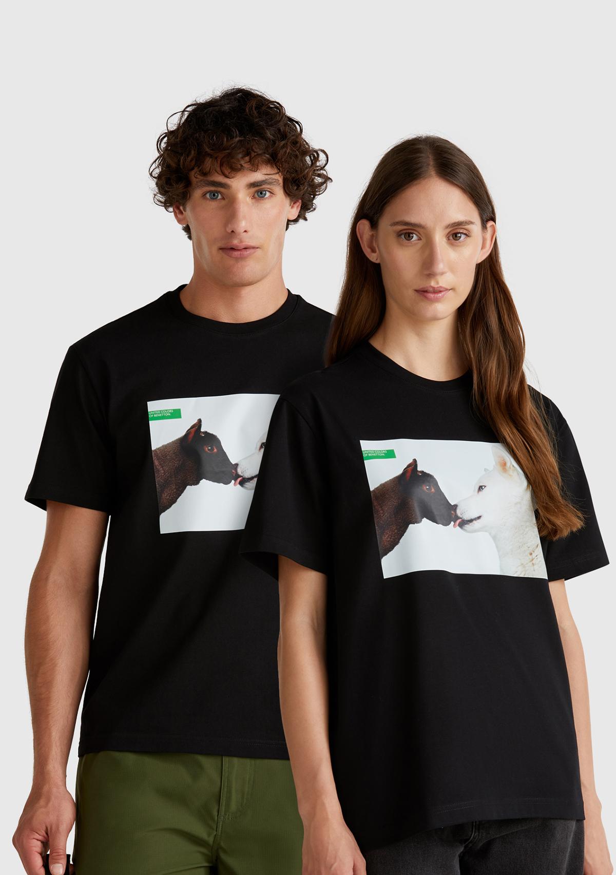Unisex Siyah Mix %100 Koton Oliviero Toscani Fotoğraf Baskılı T-Shirt