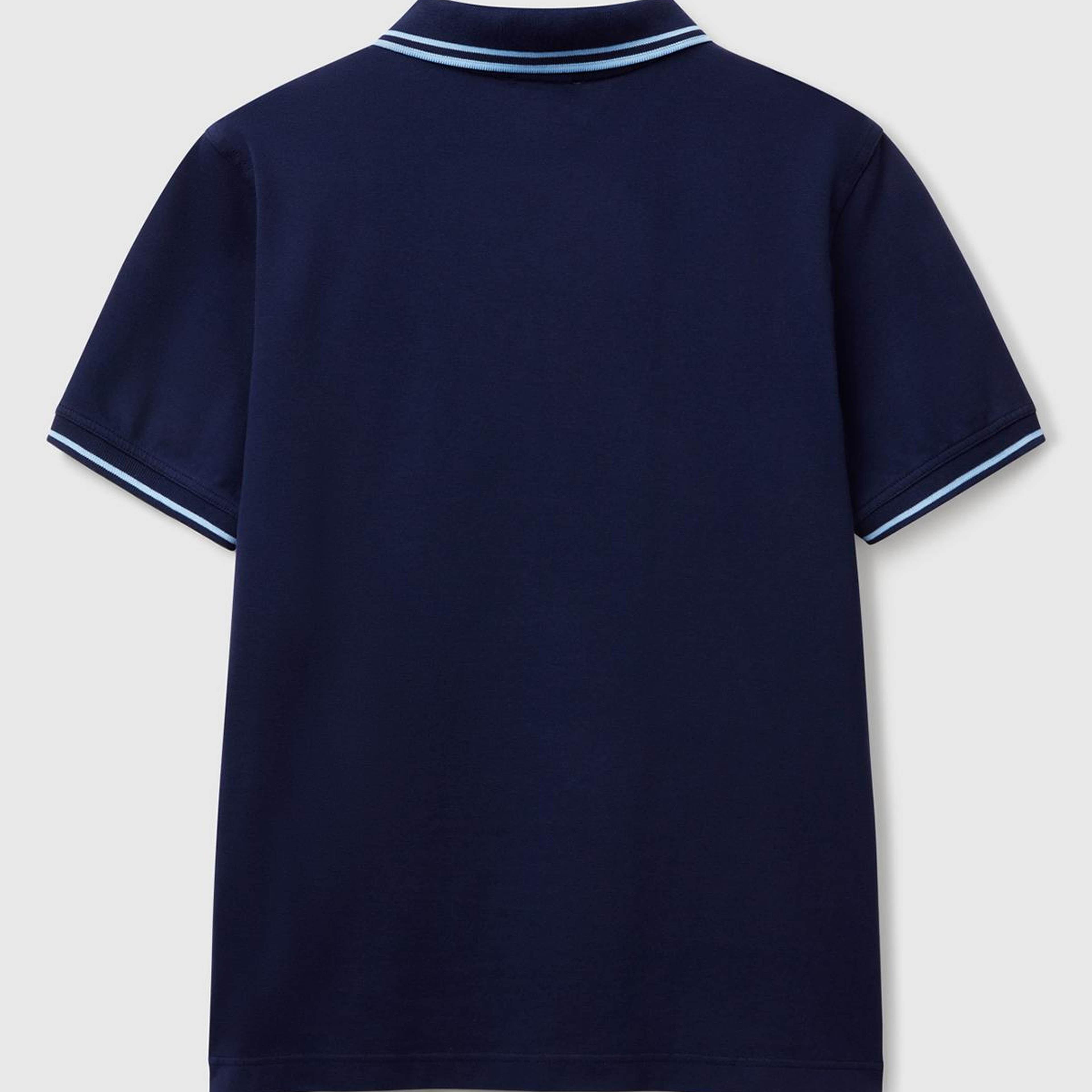 Erkek Lacivert Kol ve Yakası Çizgili Polo T-Shirt