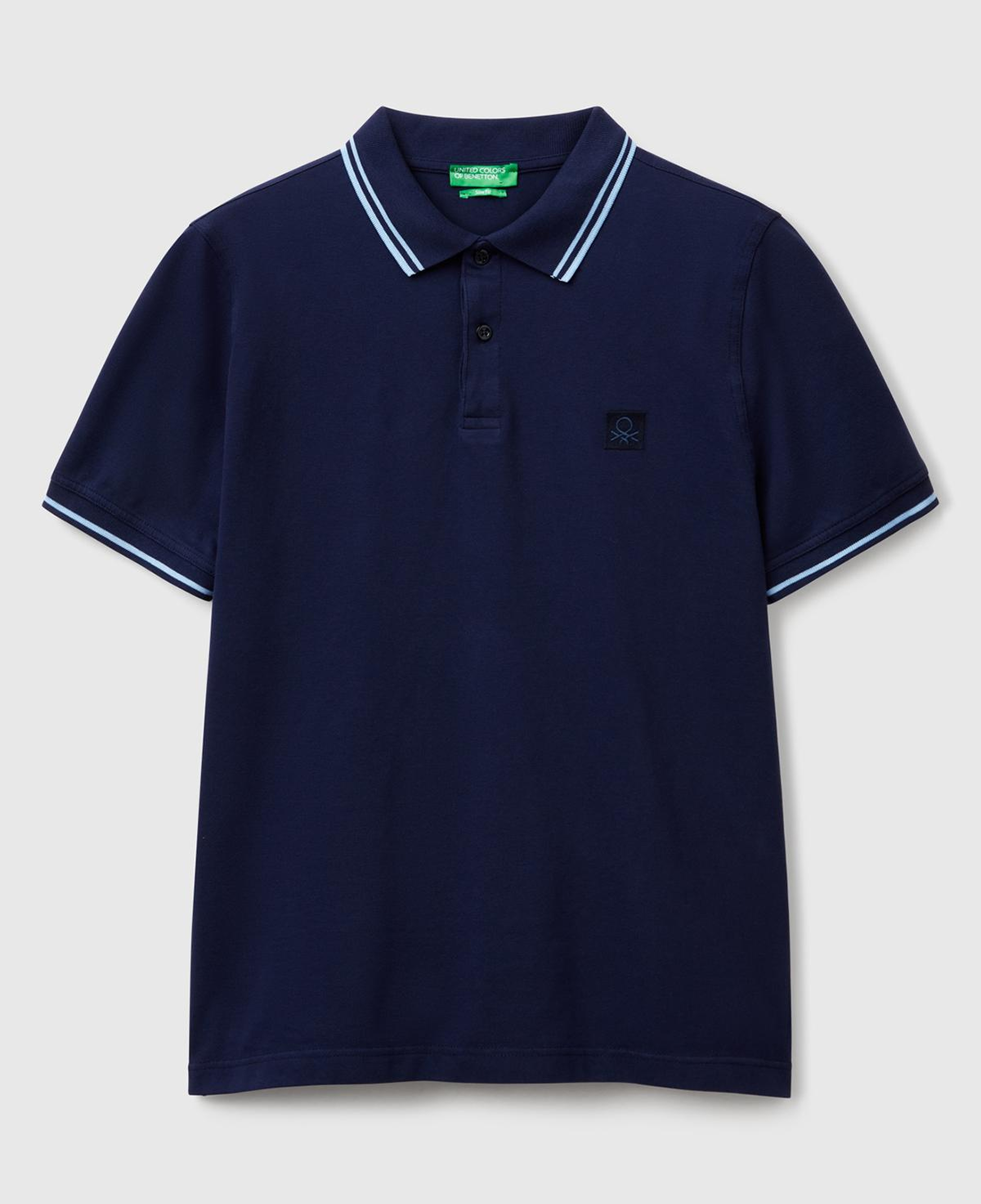 Erkek Lacivert Kol ve Yakası Çizgili Polo T-Shirt