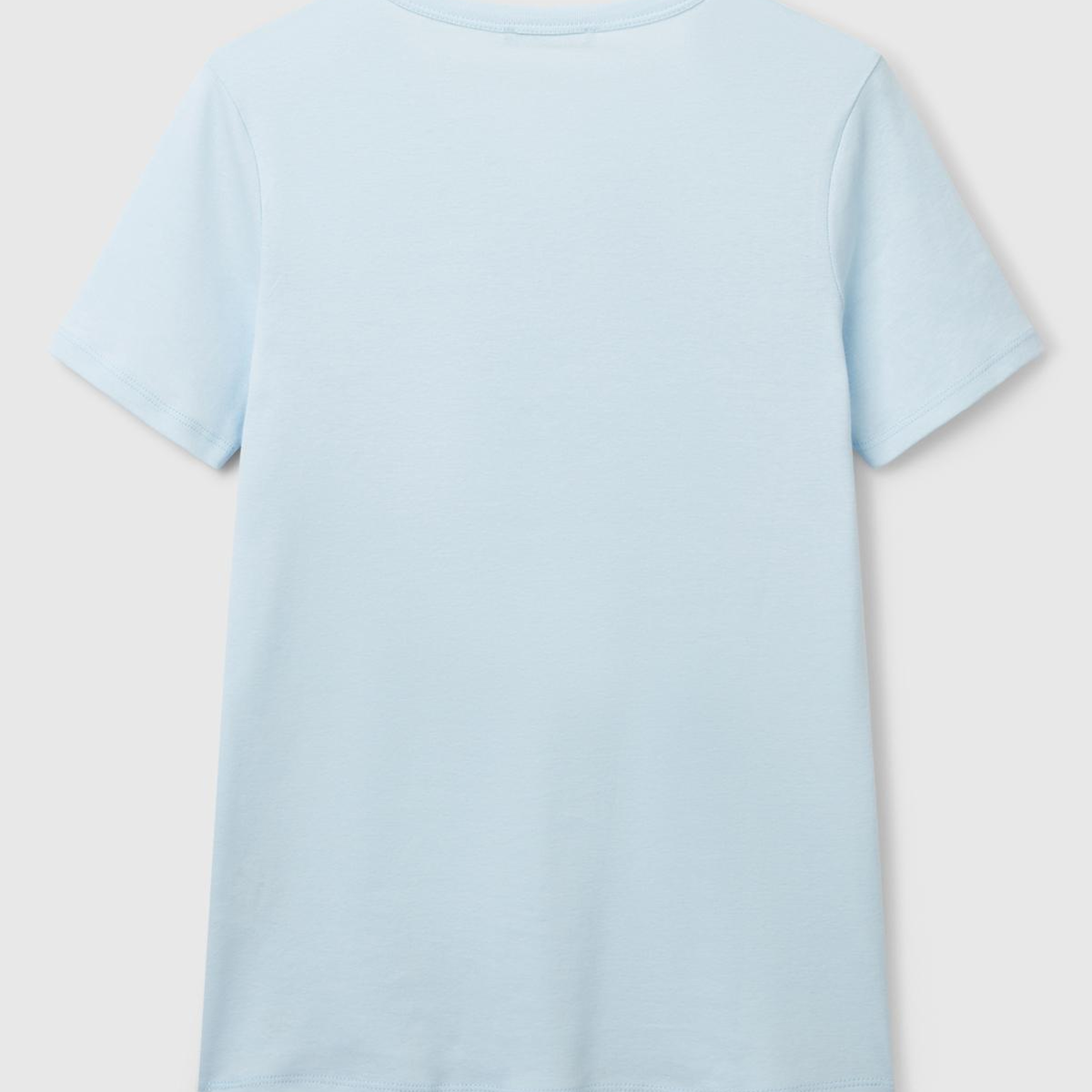 Kadın Açık Mavi %100 Koton Basic Kısa Kollu Bisiklet Yaka T-Shirt
