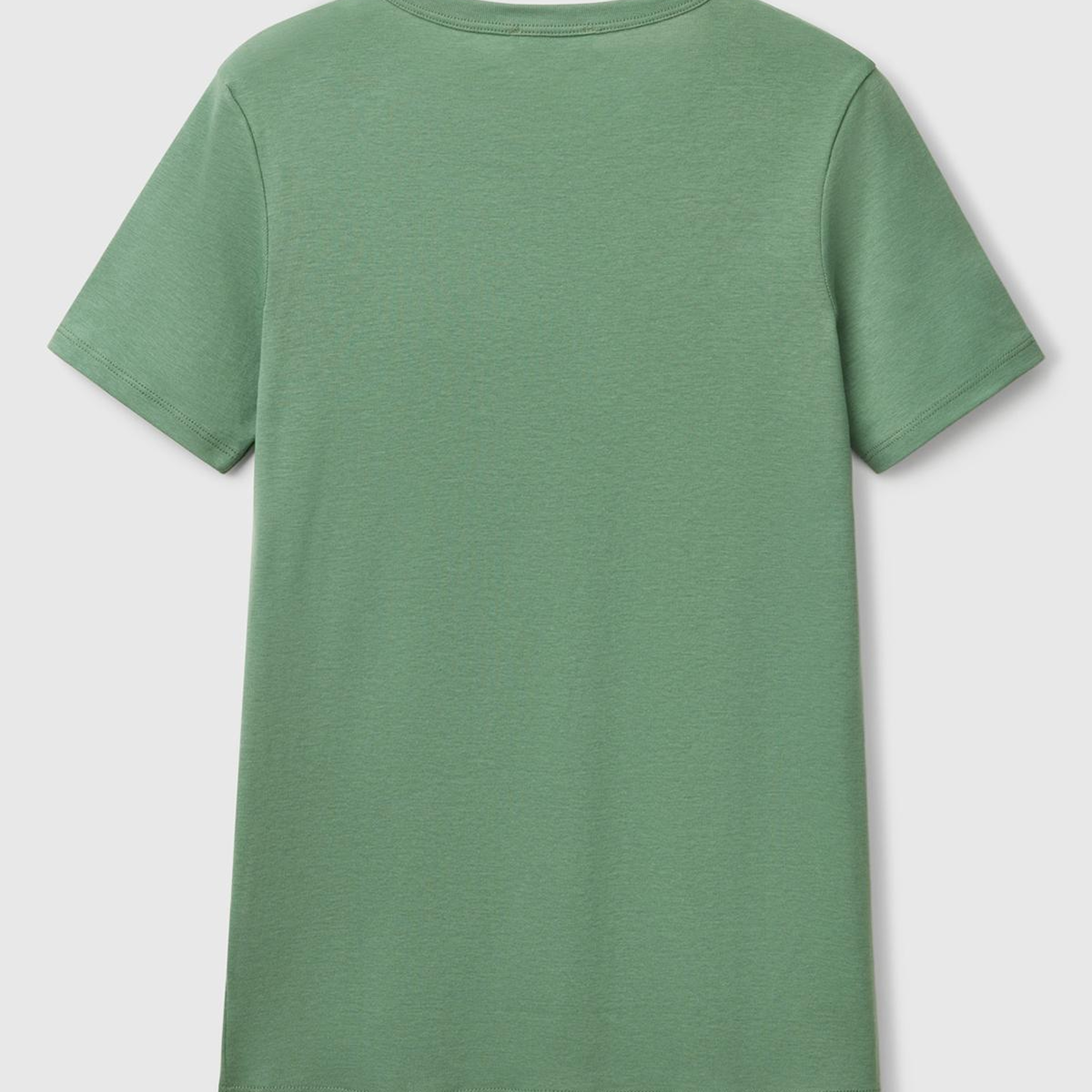 Kadın Açık Yeşil %100 Koton Benetton Yazılı Basic T-Shirt