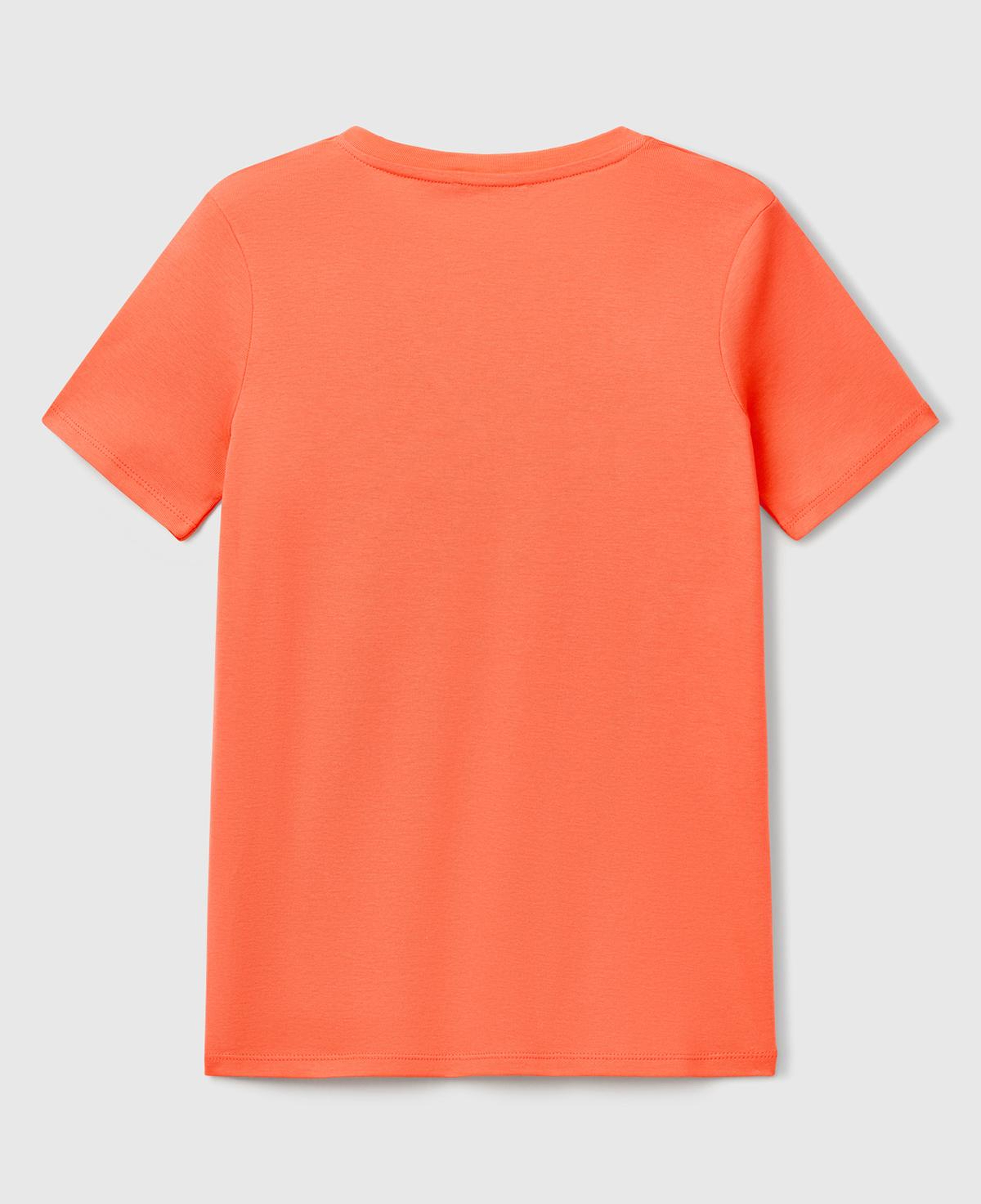 Kadın Turuncu %100 Pamuk V Yaka Basic T-Shirt