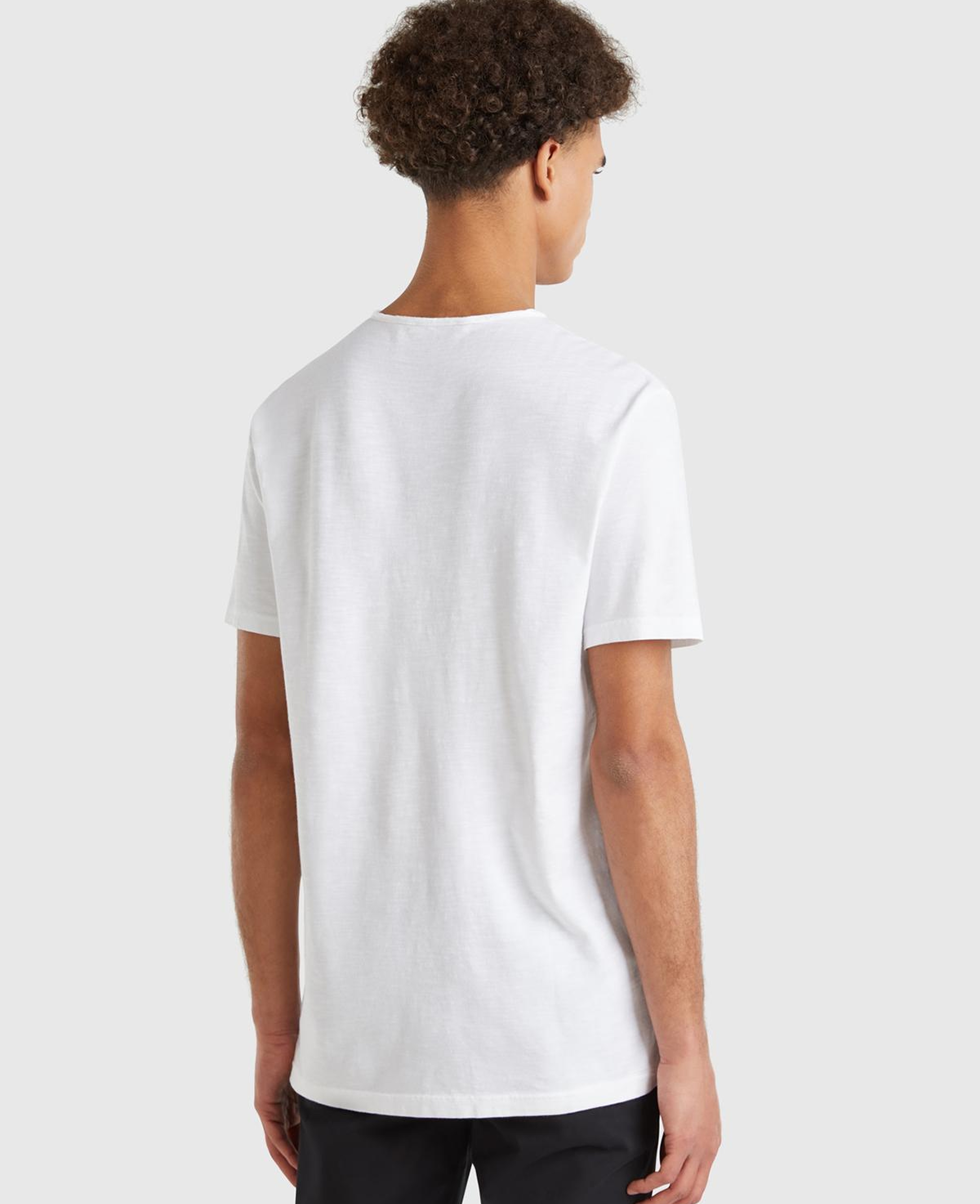 Erkek Beyaz V Yaka Slub T-shirt