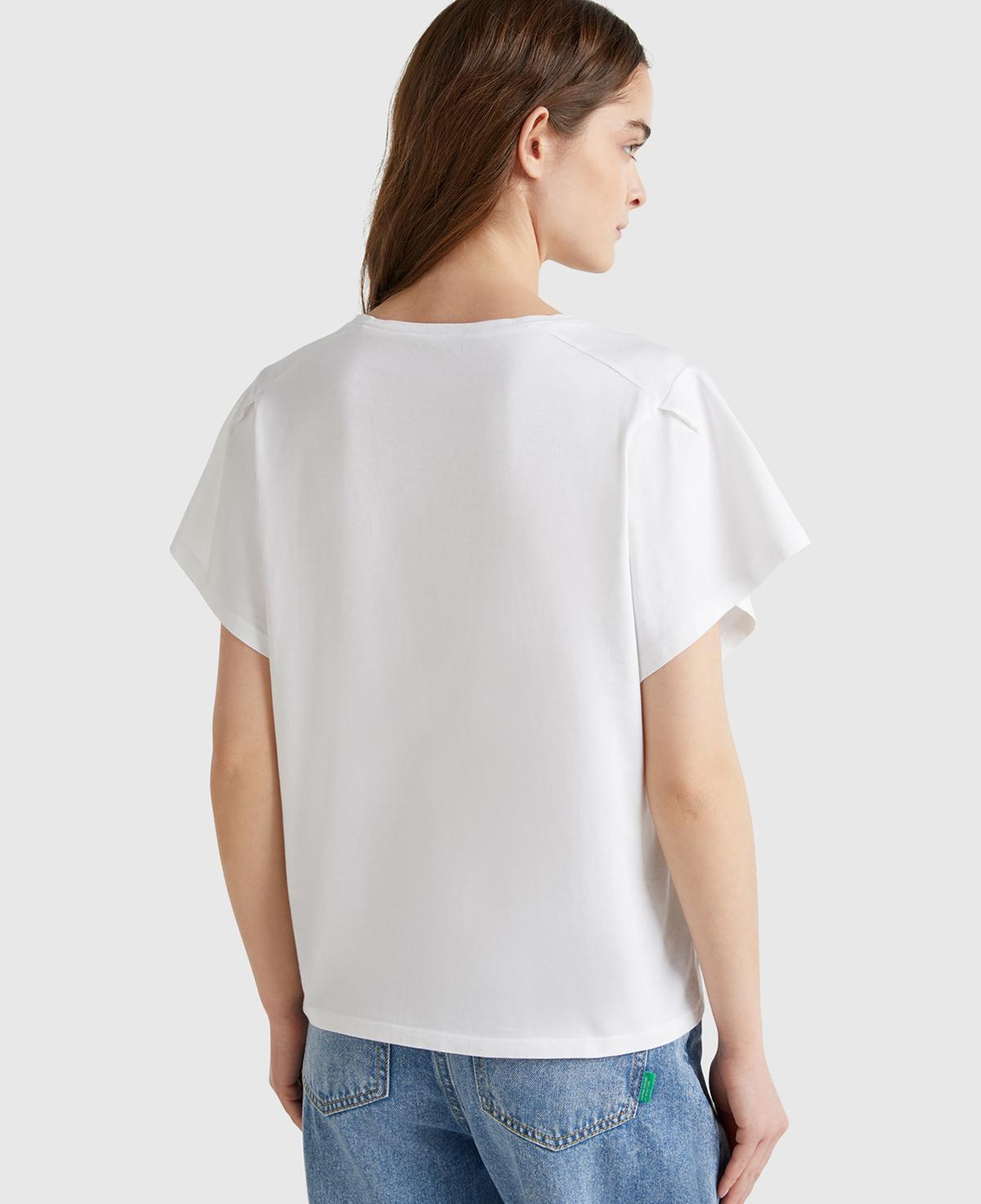 Kadın Beyaz %100 Pamuk Önü Yazı Baskılı Relax Fit T-Shirt