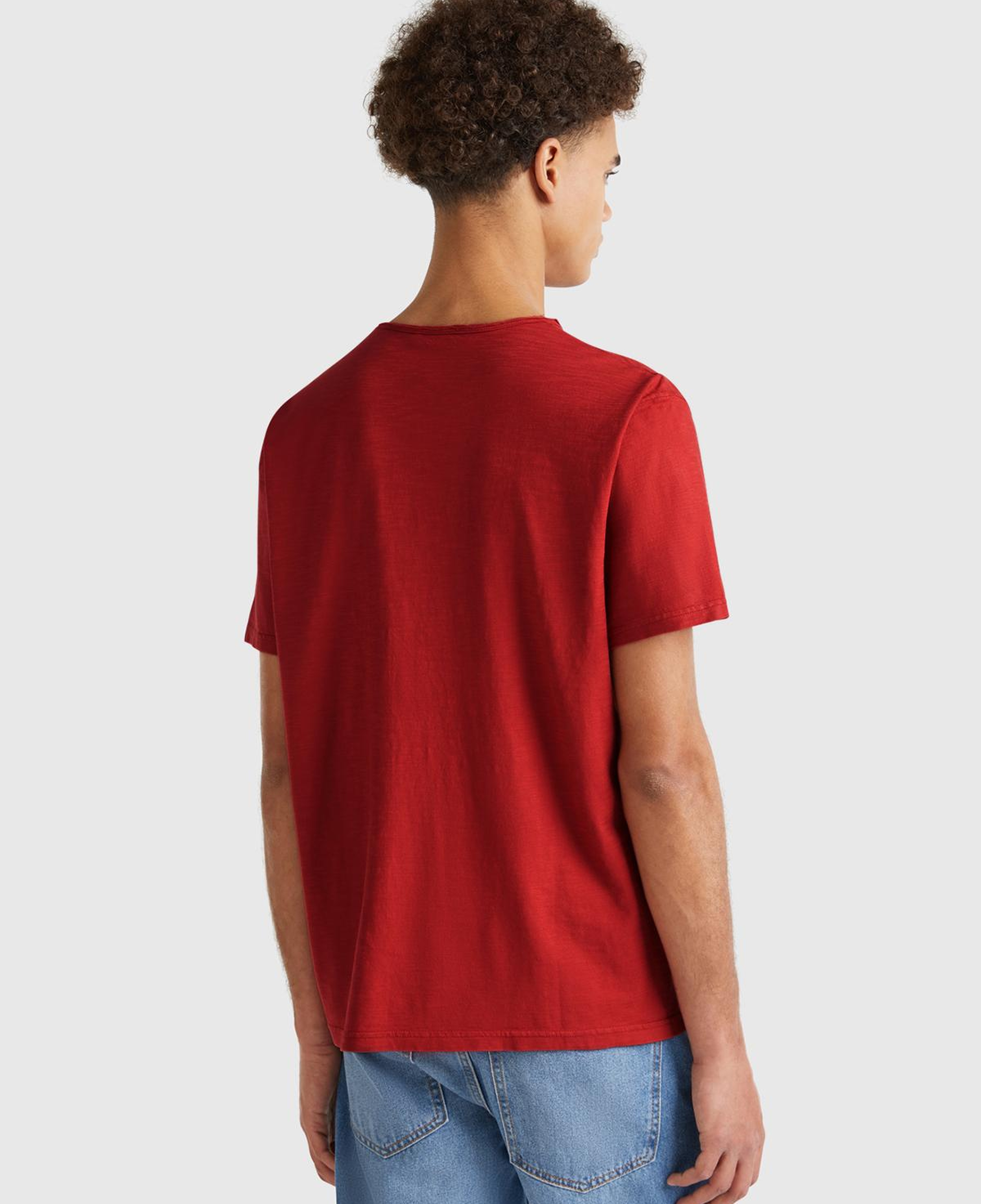 Erkek Bordo Bisiklet Yaka Slub T-shirt