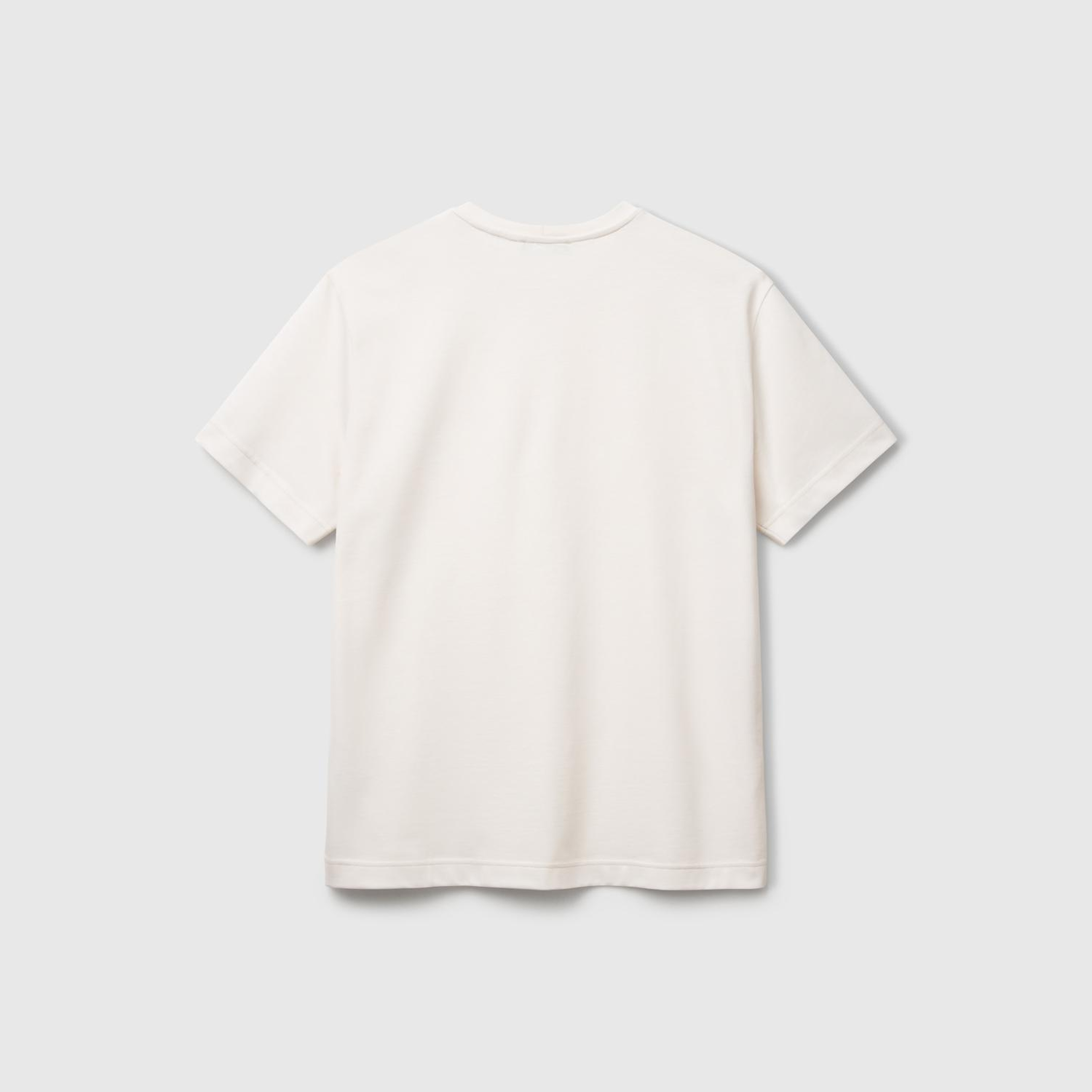 Erkek Krem %100 Pamuk Göğsü Yama Logo İşlemeli Bisiklet Yaka T-Shirt