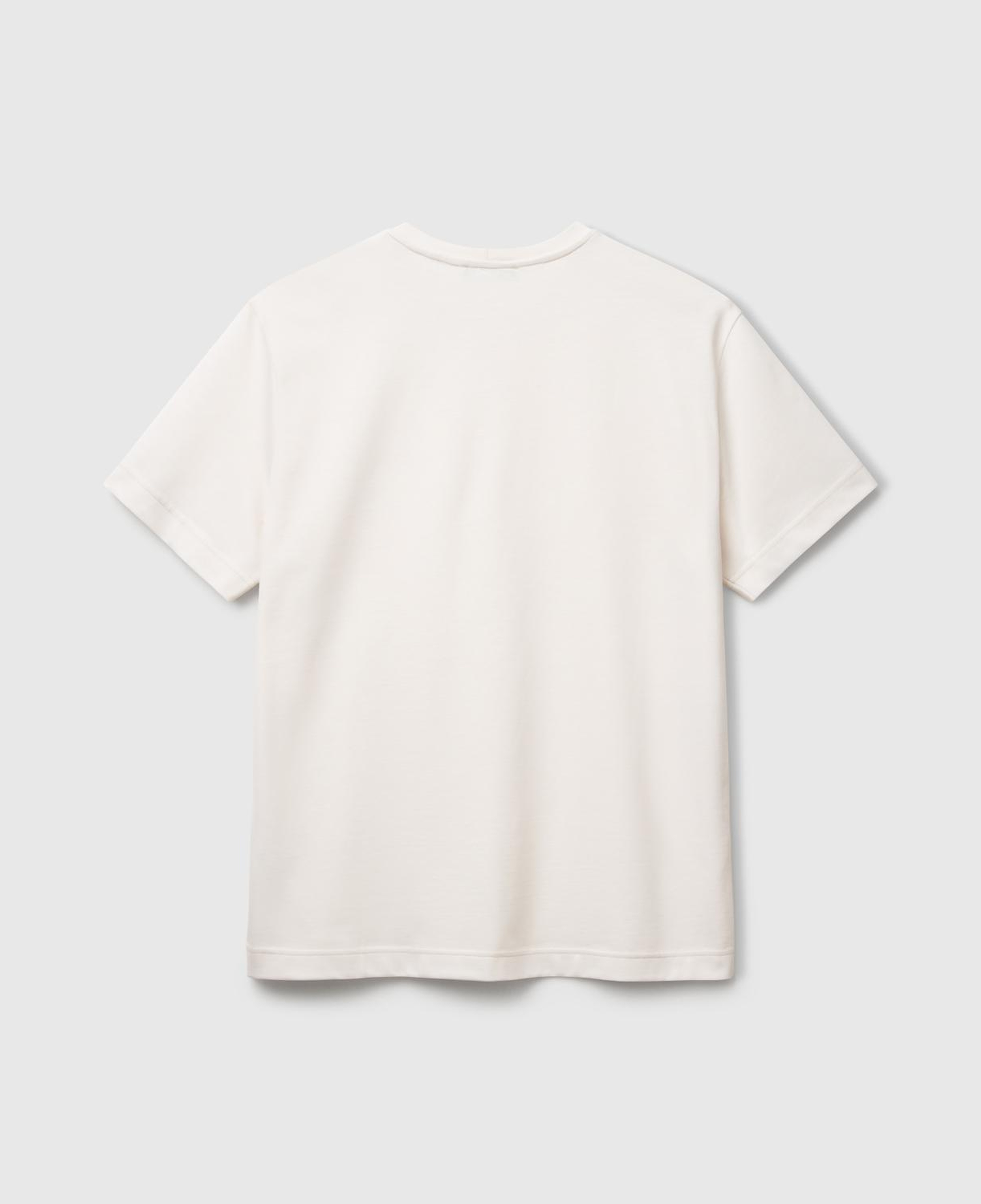 Erkek Krem %100 Pamuk Göğsü Yama Logo İşlemeli Bisiklet Yaka T-Shirt