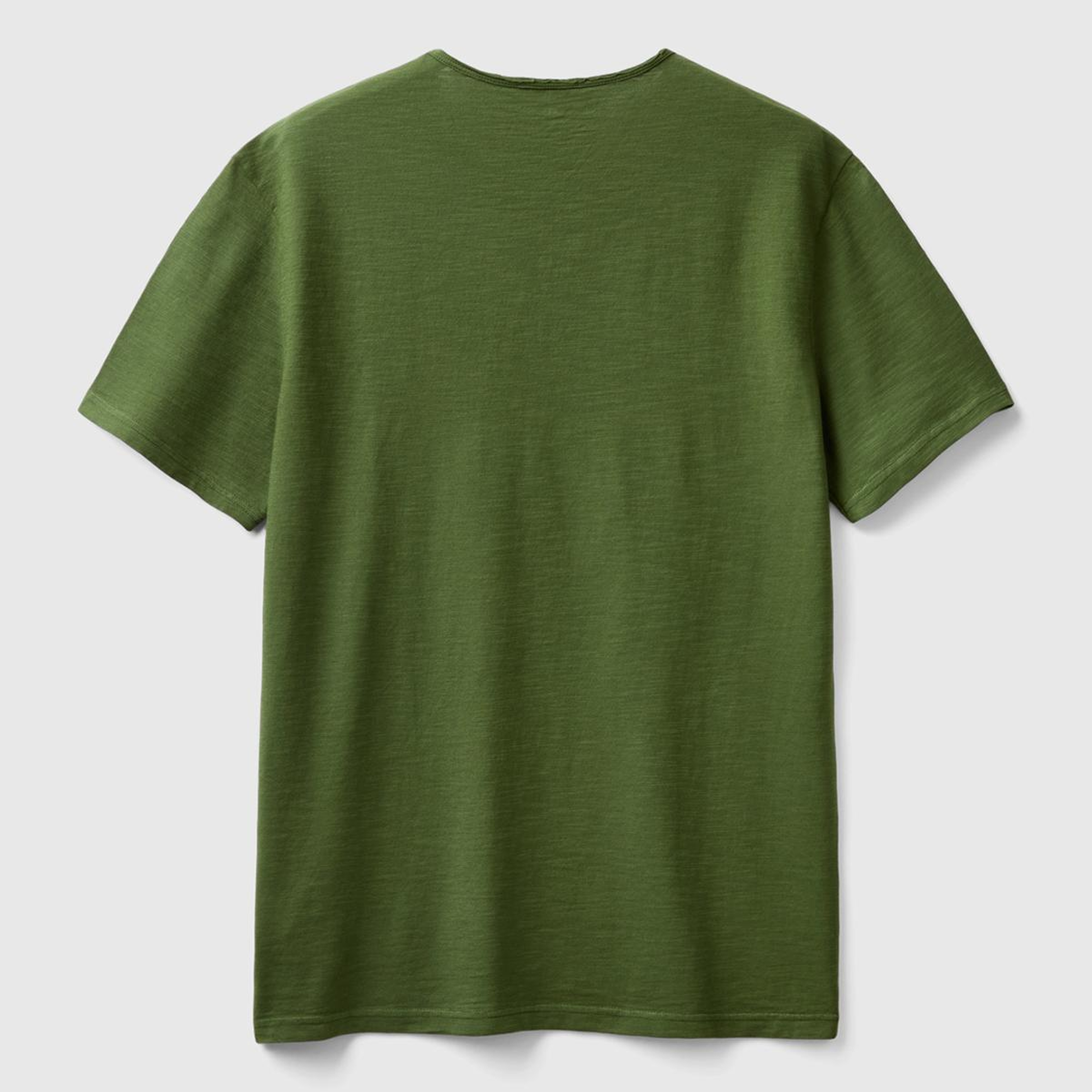 Erkek Yeşil Bisiklet Yaka Slub T-shirt