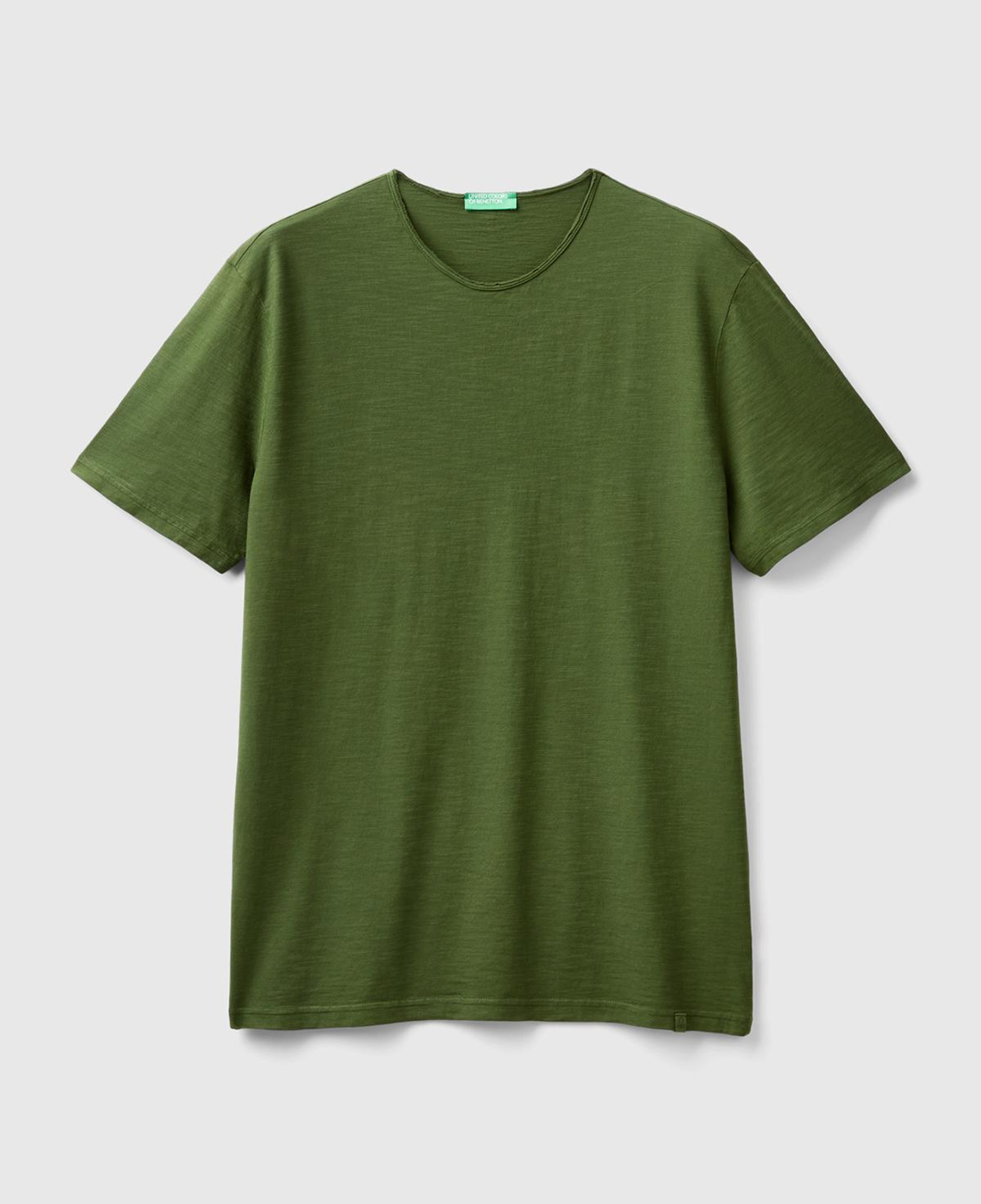 Erkek Yeşil Bisiklet Yaka Slub T-shirt