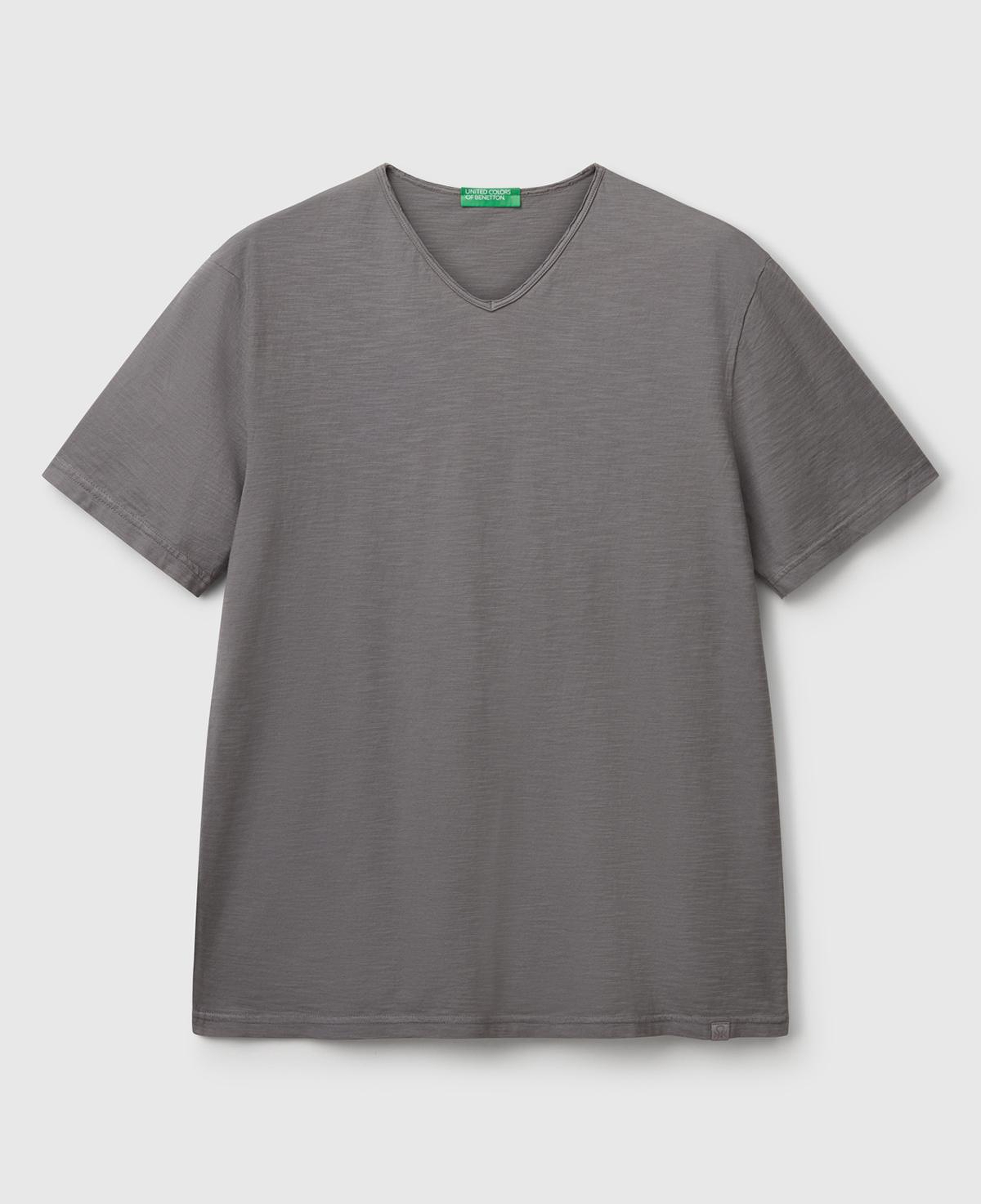 Erkek Antrasit V Yaka Slub T-shirt
