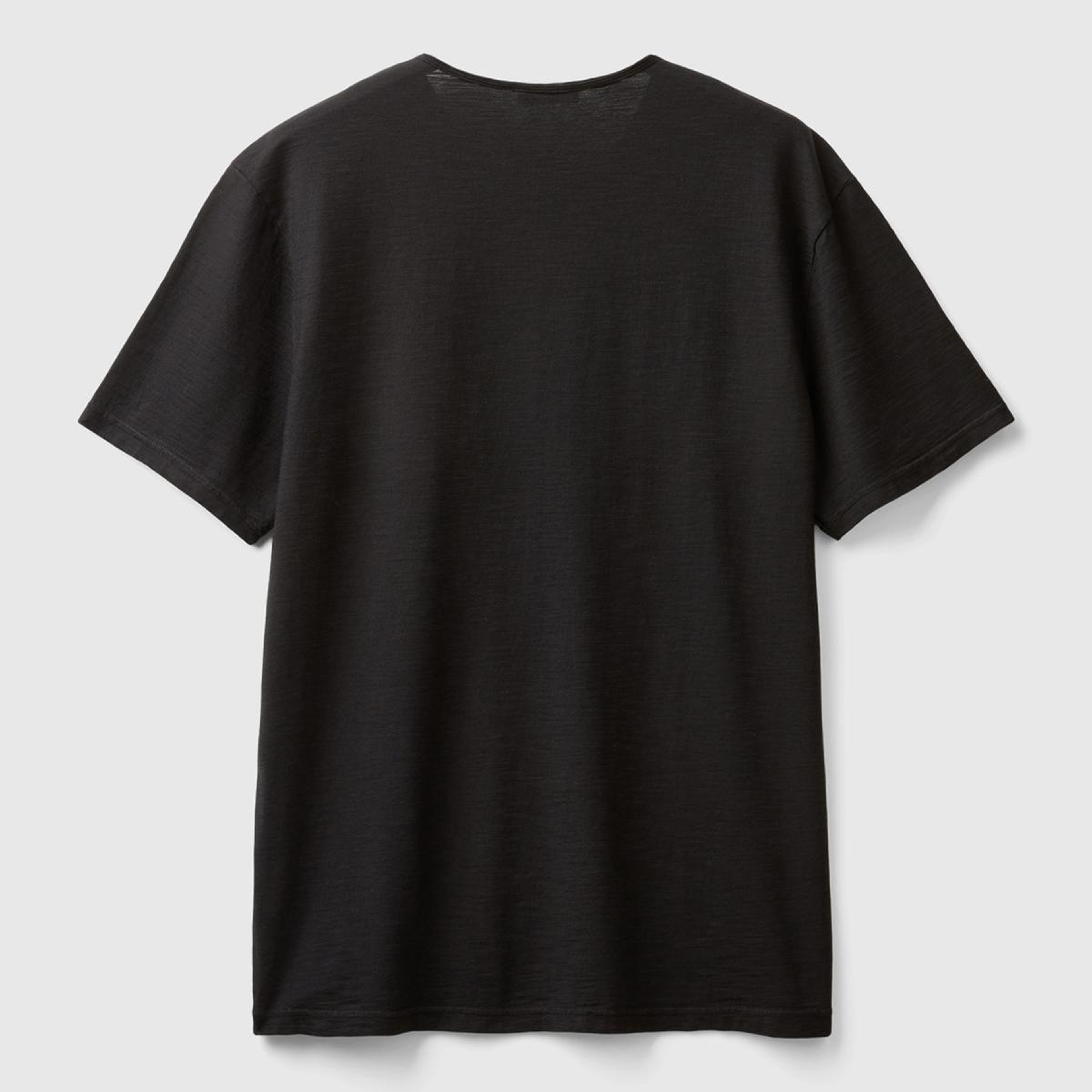 Erkek Siyah V Yaka Slub T-shirt