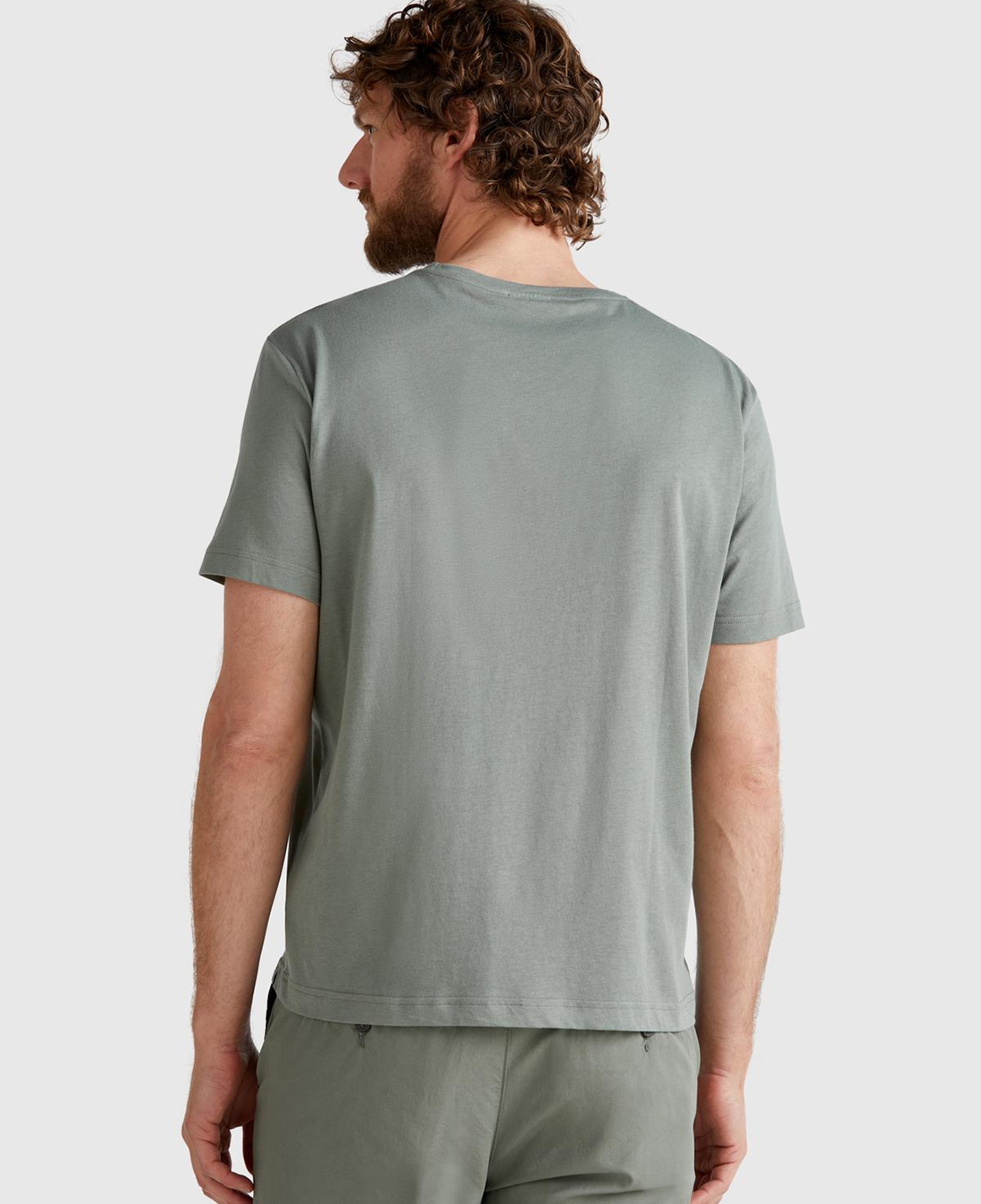 Erkek Soluk Yeşil %100 Koton Bisiklet Yaka T-Shirt