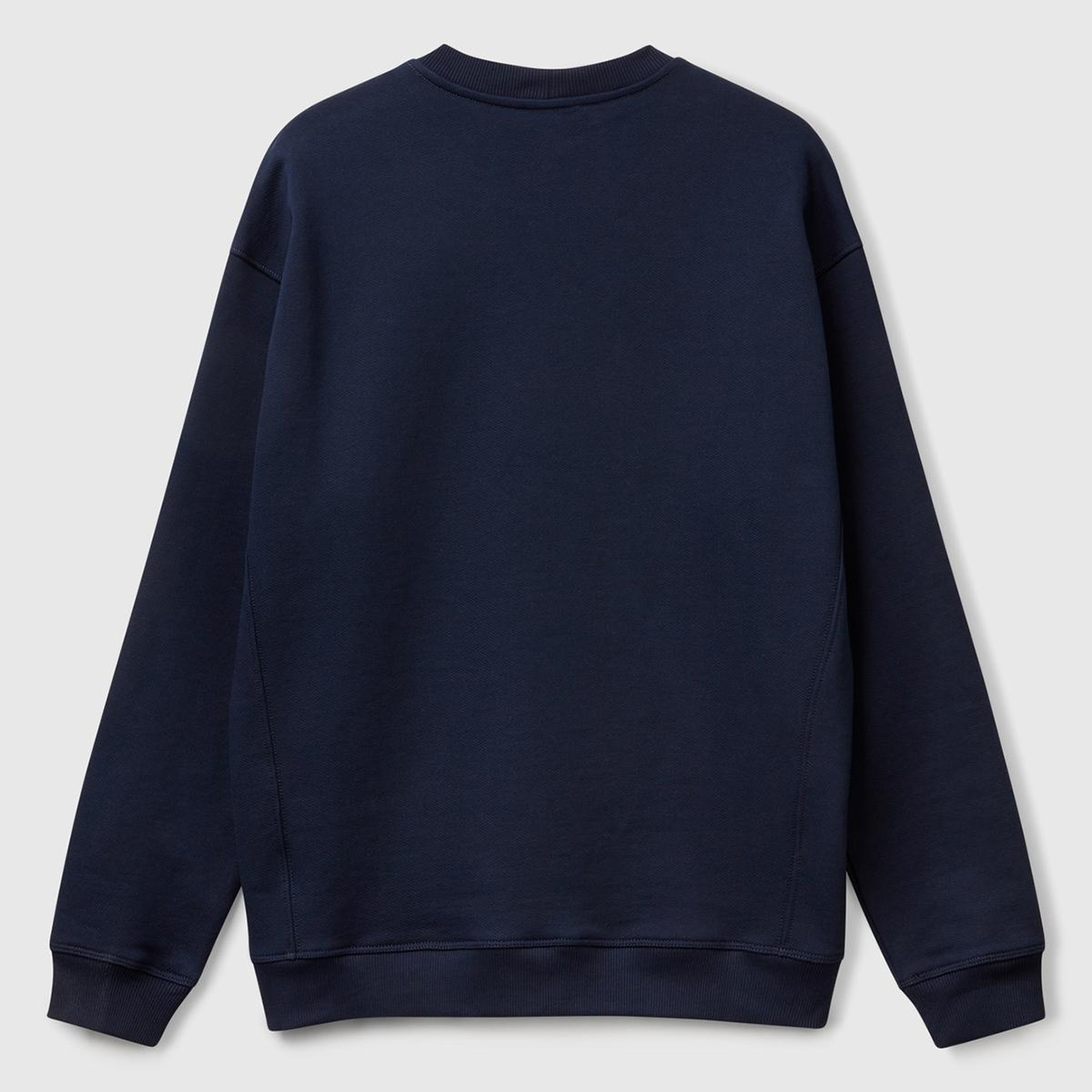 Erkek Lacivert Pamuk Karışımlı Önü Yazı Baskılı Relax Fit Sweatshirt