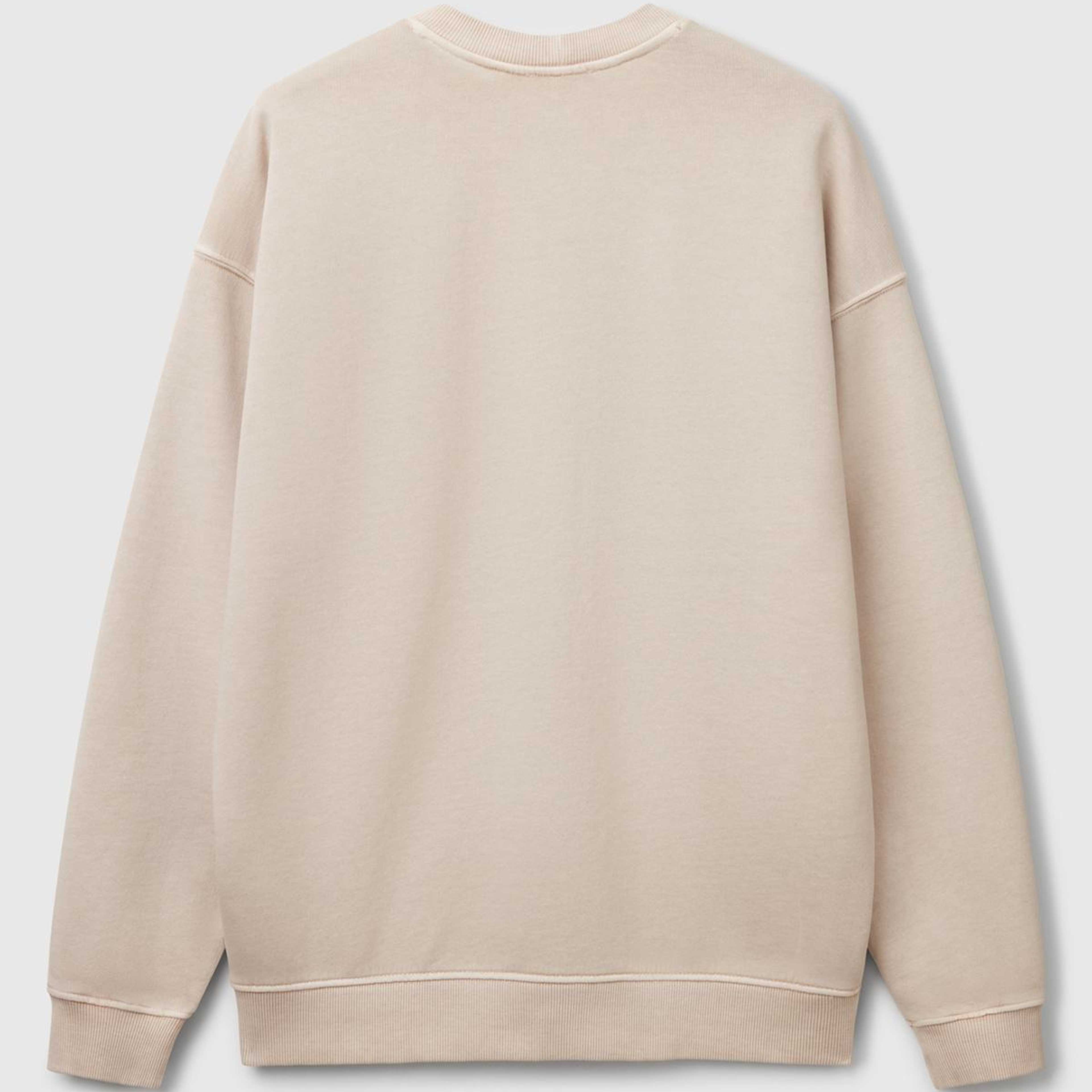 Erkek Taş Rengi Pamuklu Logo Etiketi Detaylı Bisiklet Yaka Sweatshirt