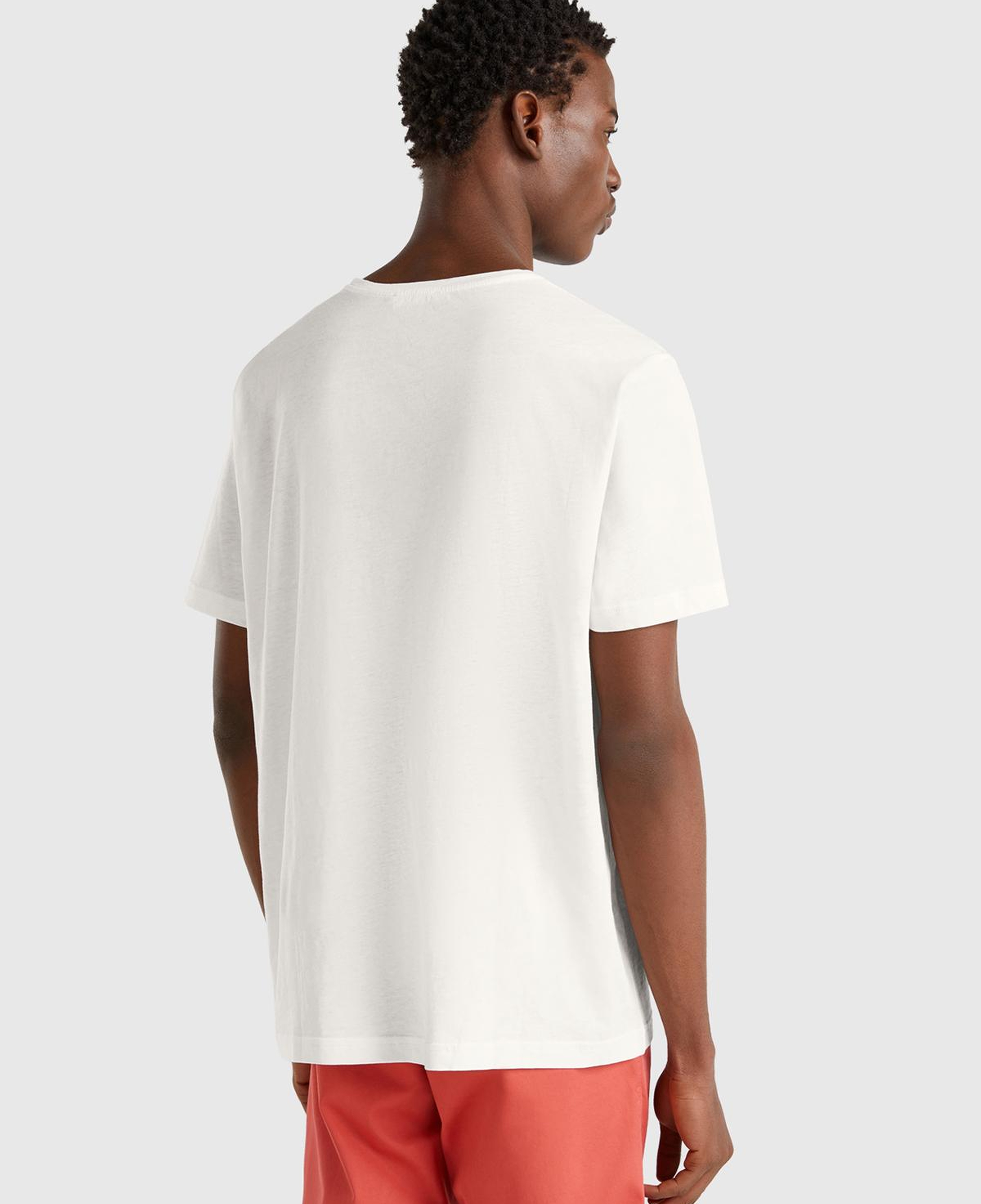 Erkek Beyaz %100 Koton Bisiklet Yaka T-Shirt