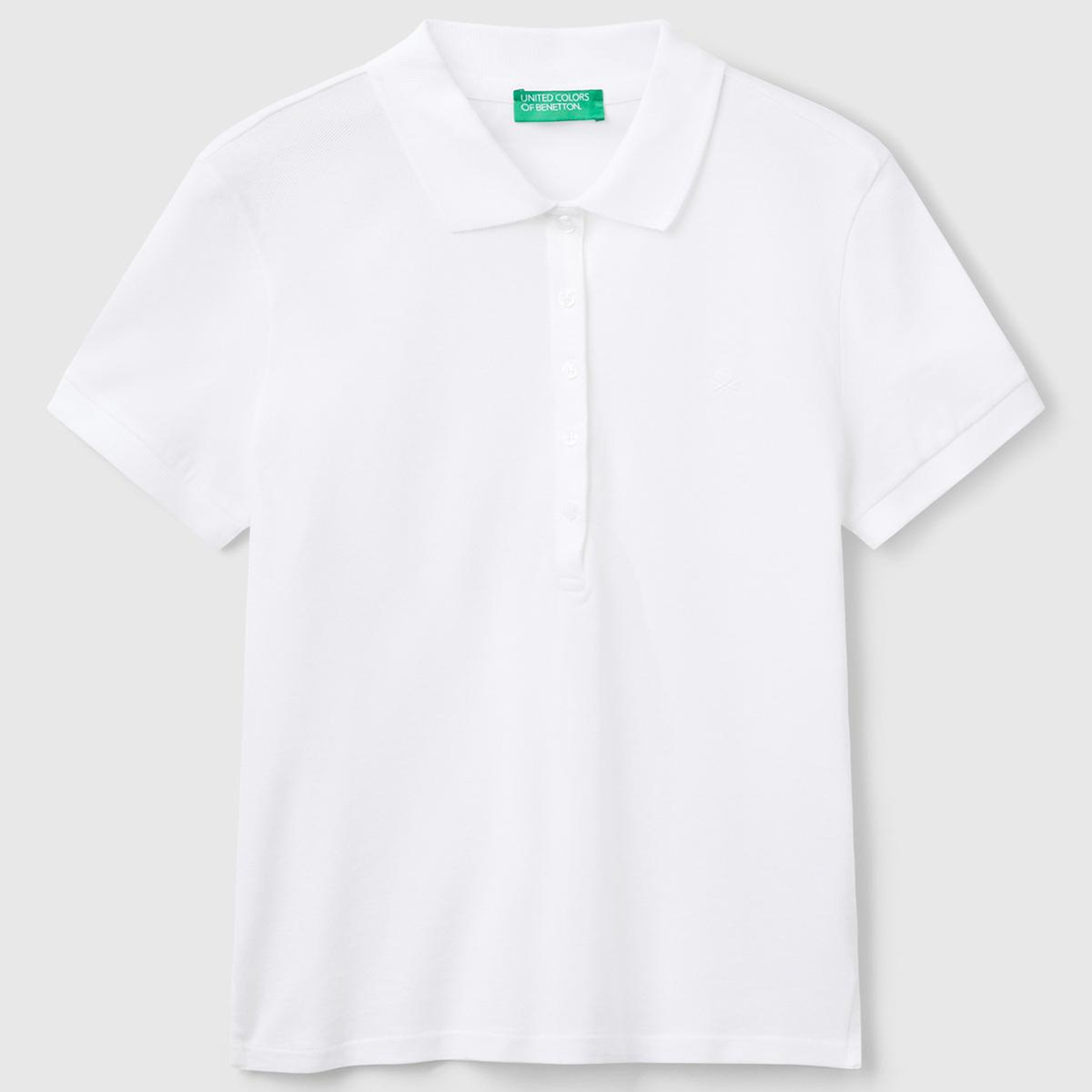Kadın Beyaz Pamuk Karışımlı Sol Önü Logo Nakışlı Slim Fit Polo T-Shirt