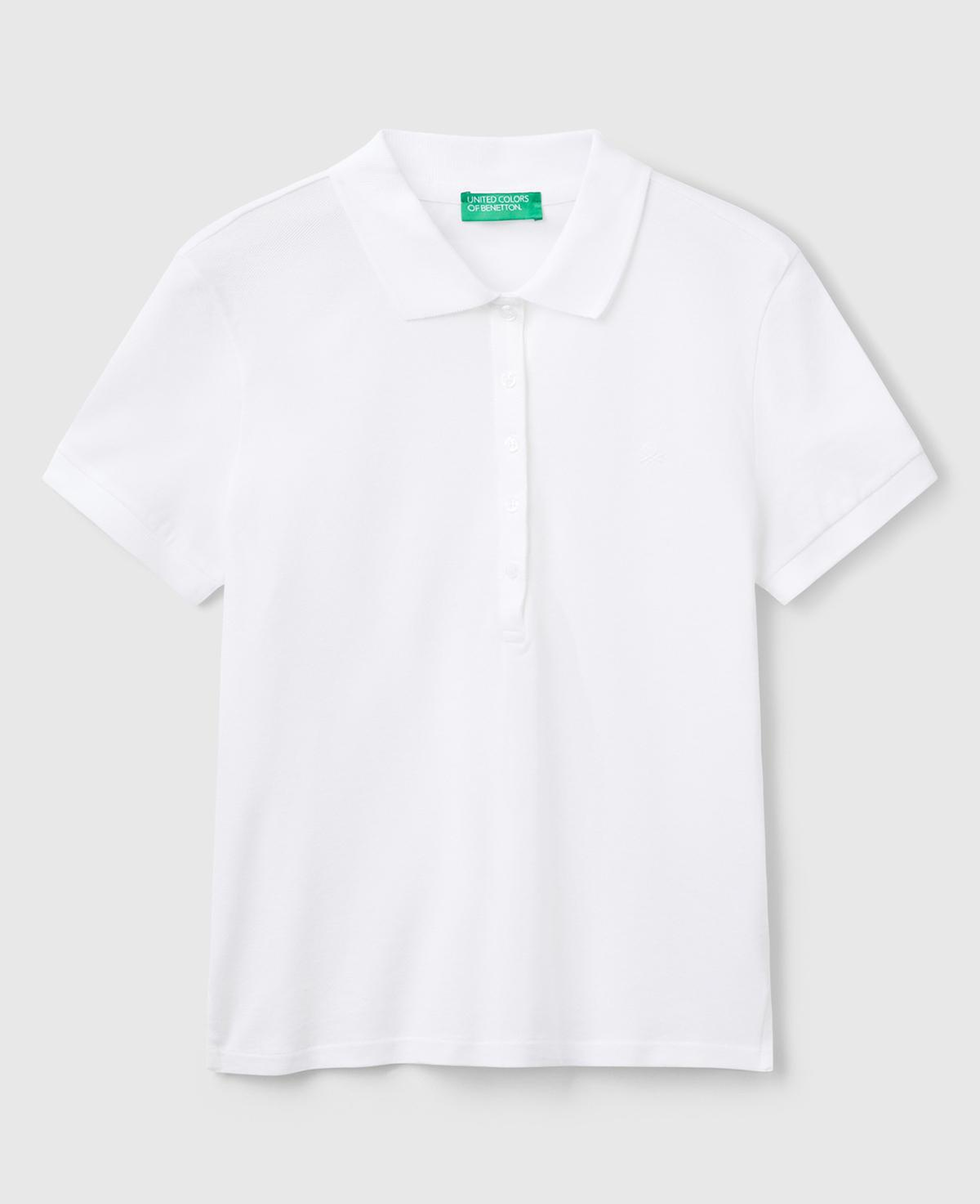 Kadın Beyaz Pamuk Karışımlı Sol Önü Logo Nakışlı Slim Fit Polo T-Shirt