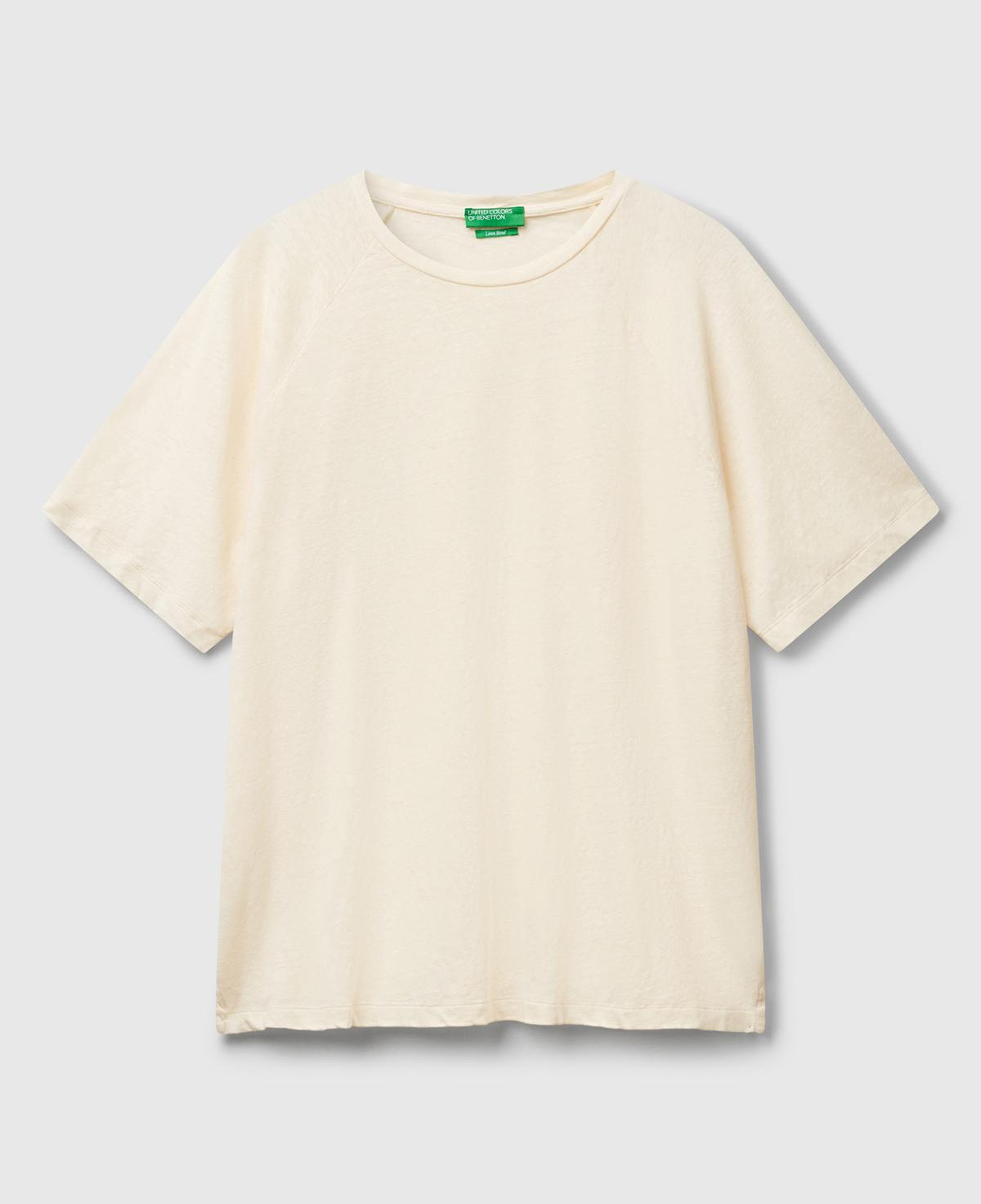 Erkek Taş Rengi Pamuk ve Keten Karışımlı Reglan Kol Relax Fit T-Shirt