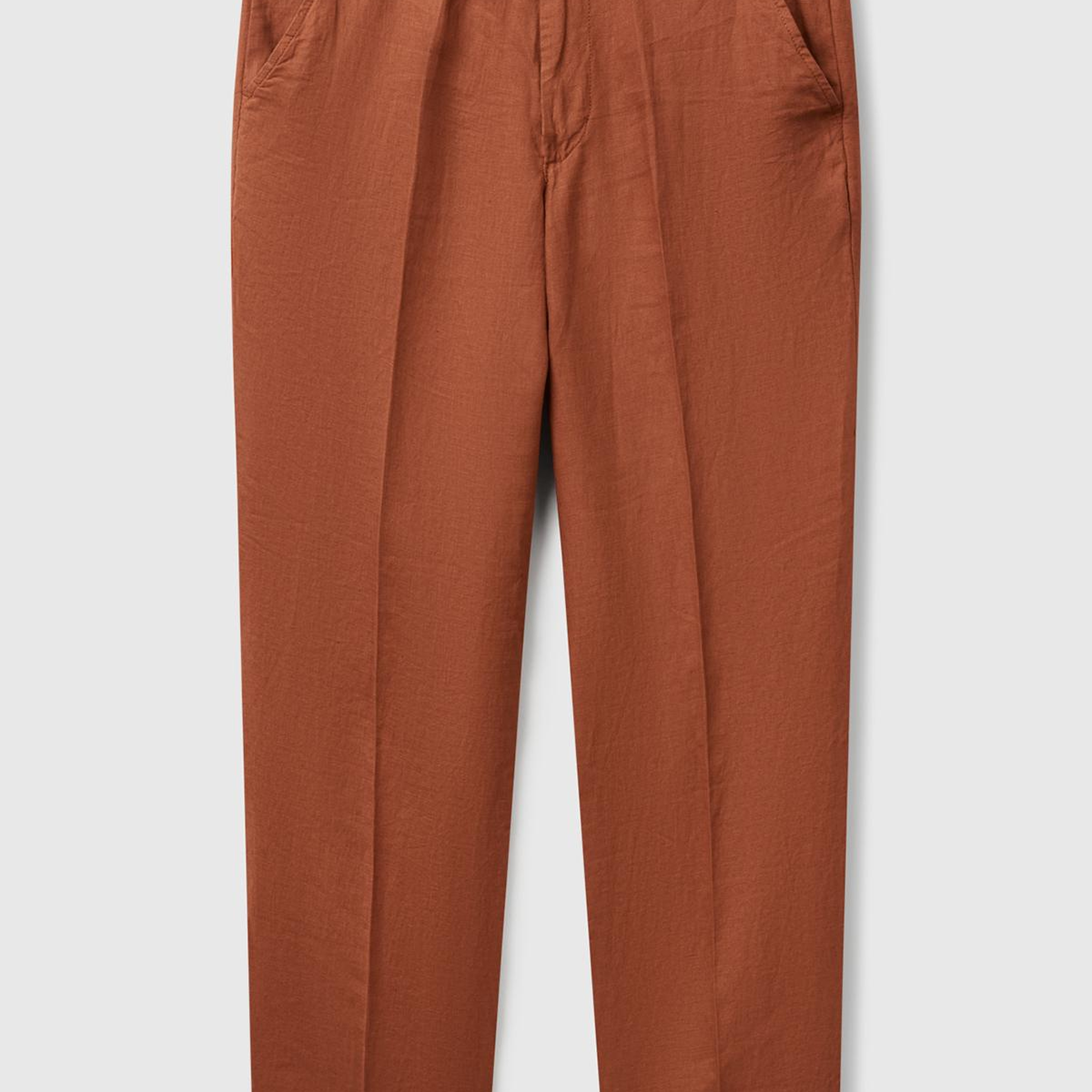 Erkek Koyu Kahverengi %100 Keten Pantolon