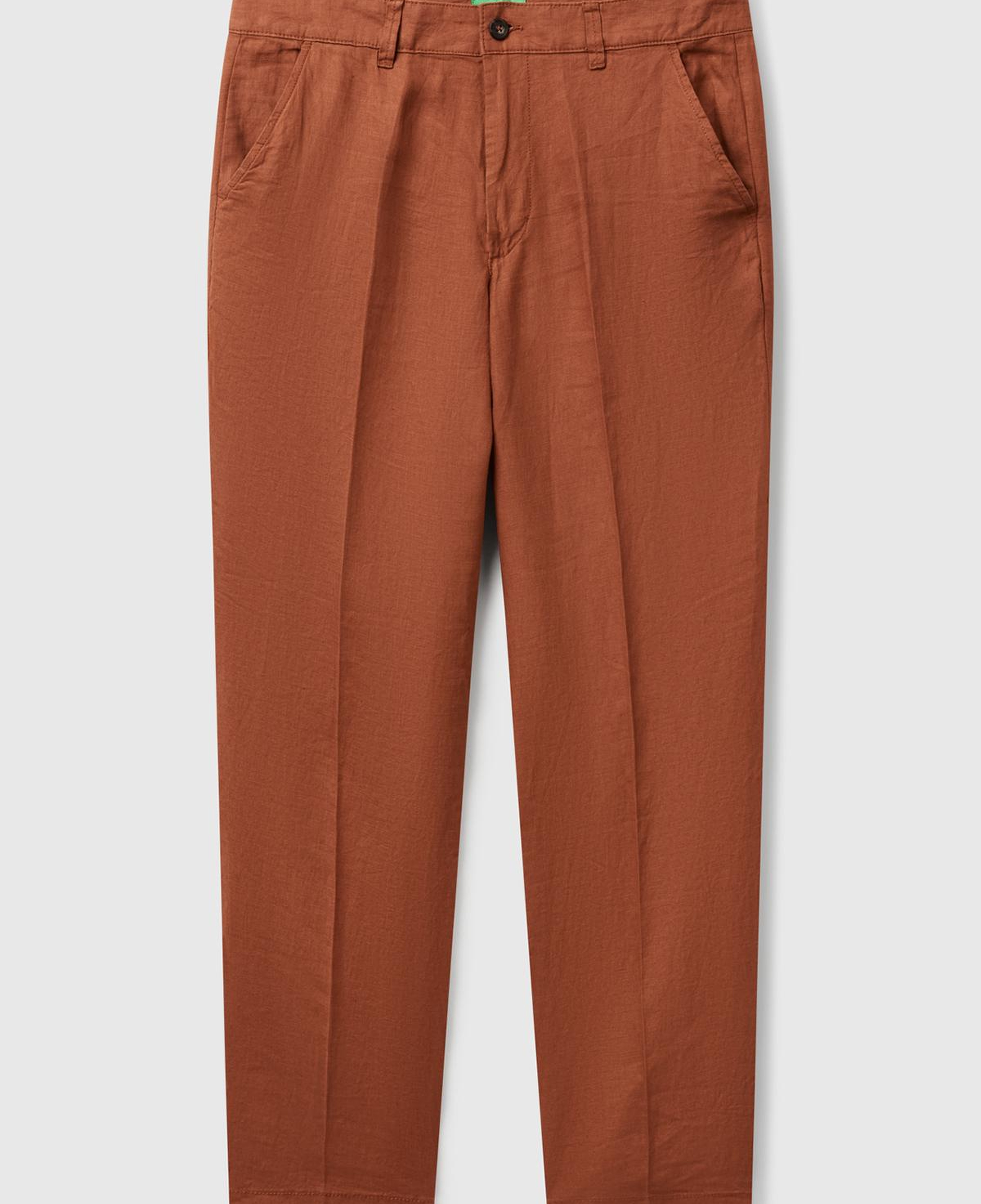 Erkek Koyu Kahverengi %100 Keten Pantolon