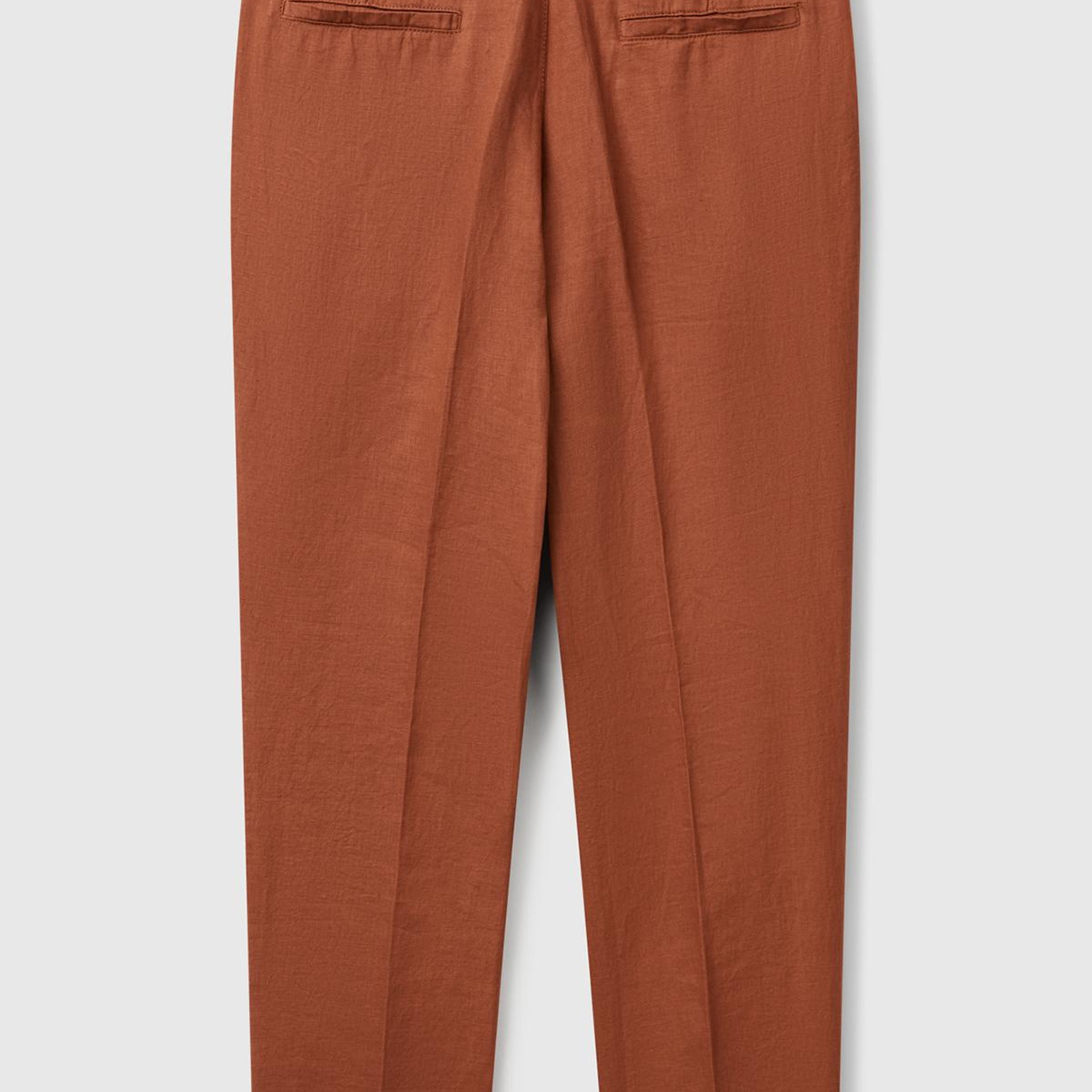 Erkek Koyu Kahverengi %100 Keten Pantolon