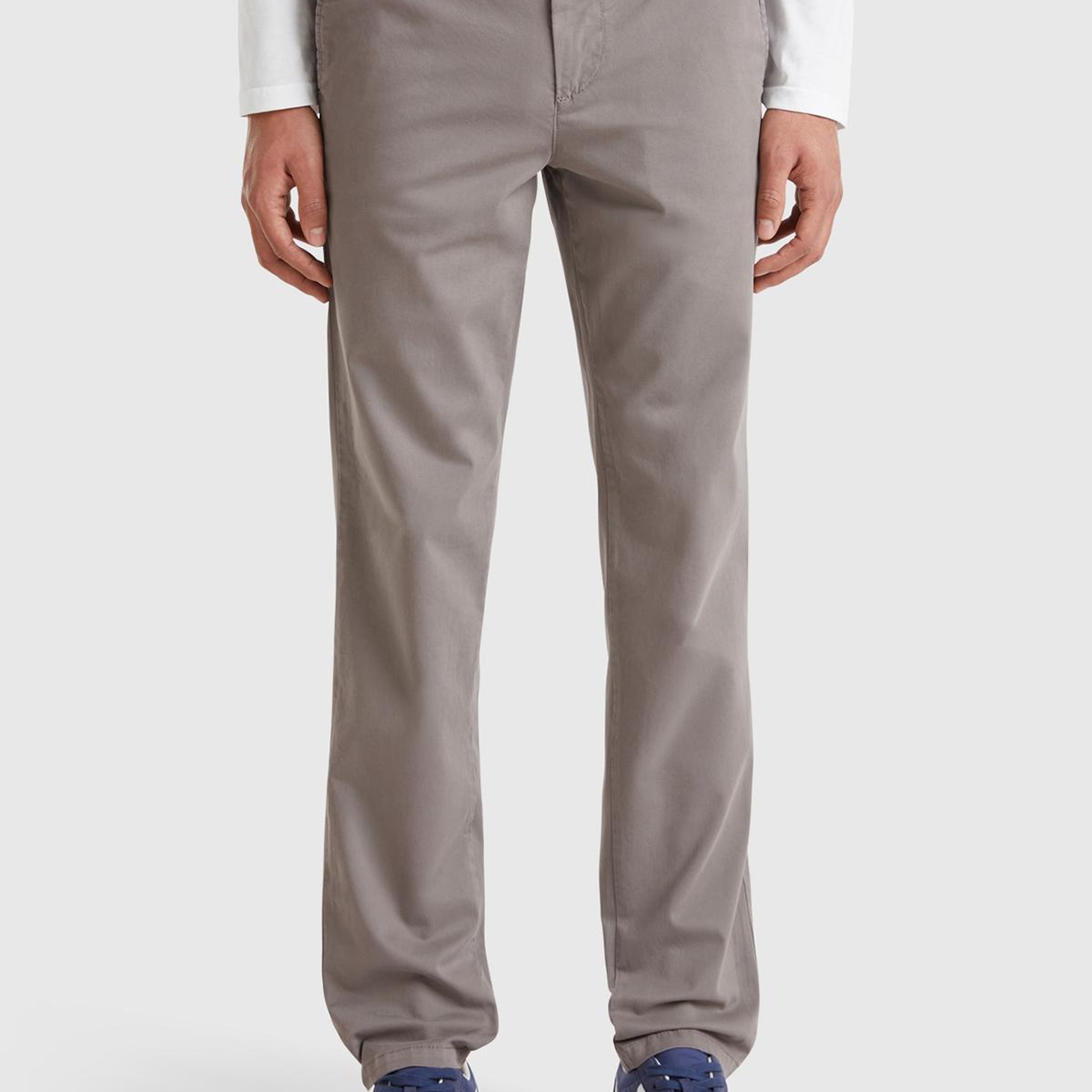 Erkek Gri Slim Fit Chino Pantolon