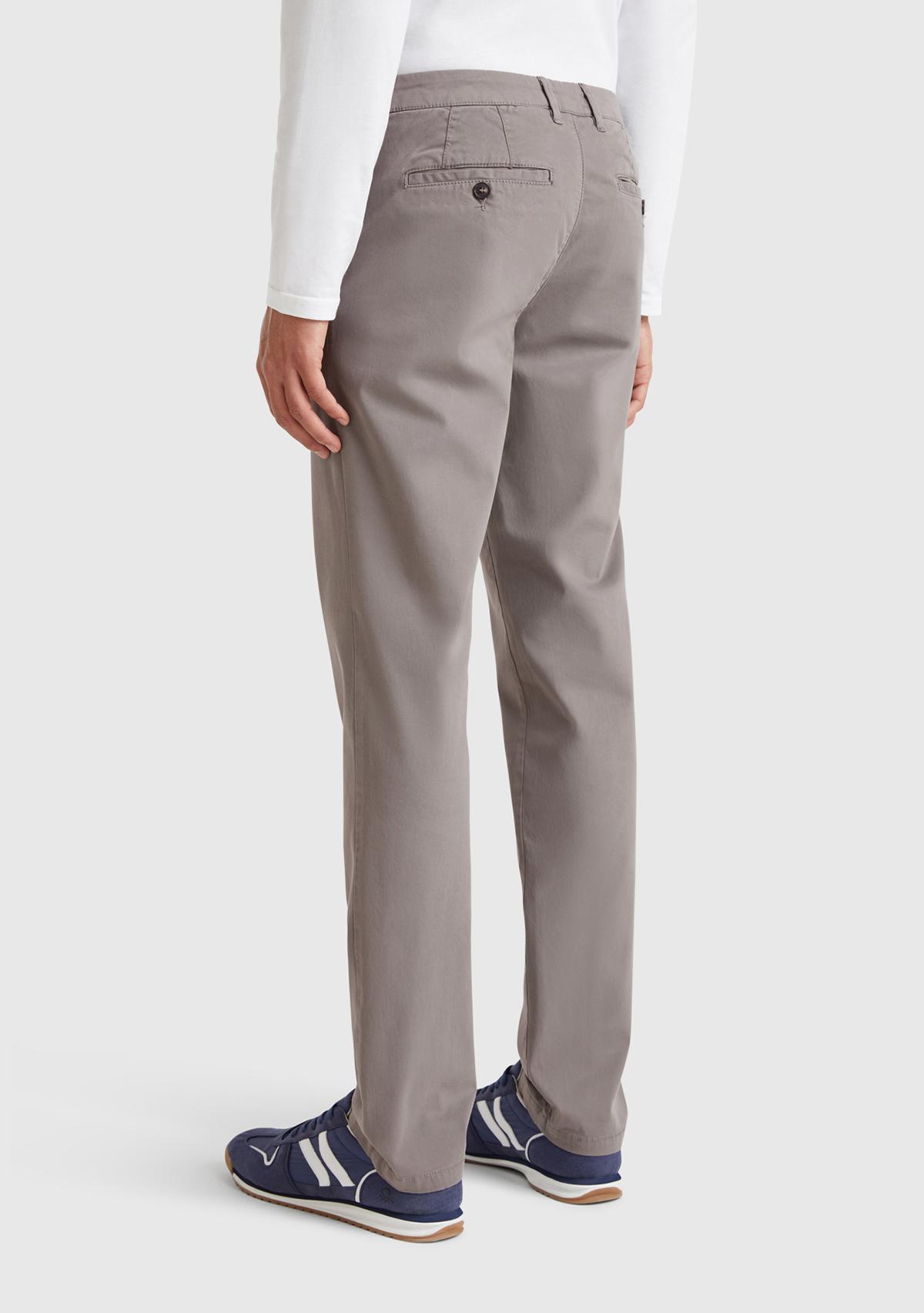 Erkek Gri Slim Fit Chino Pantolon