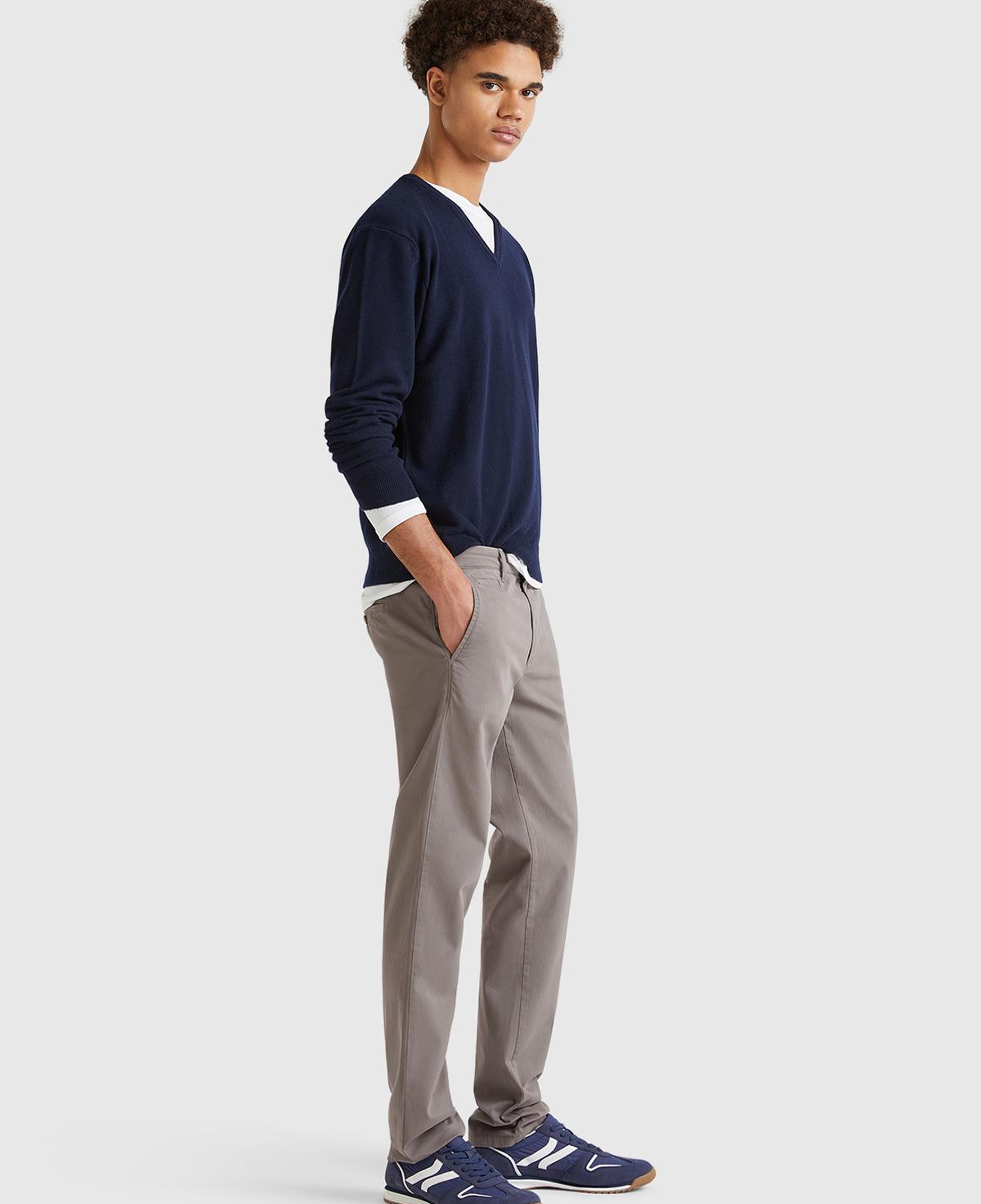 Erkek Gri Slim Fit Chino Pantolon