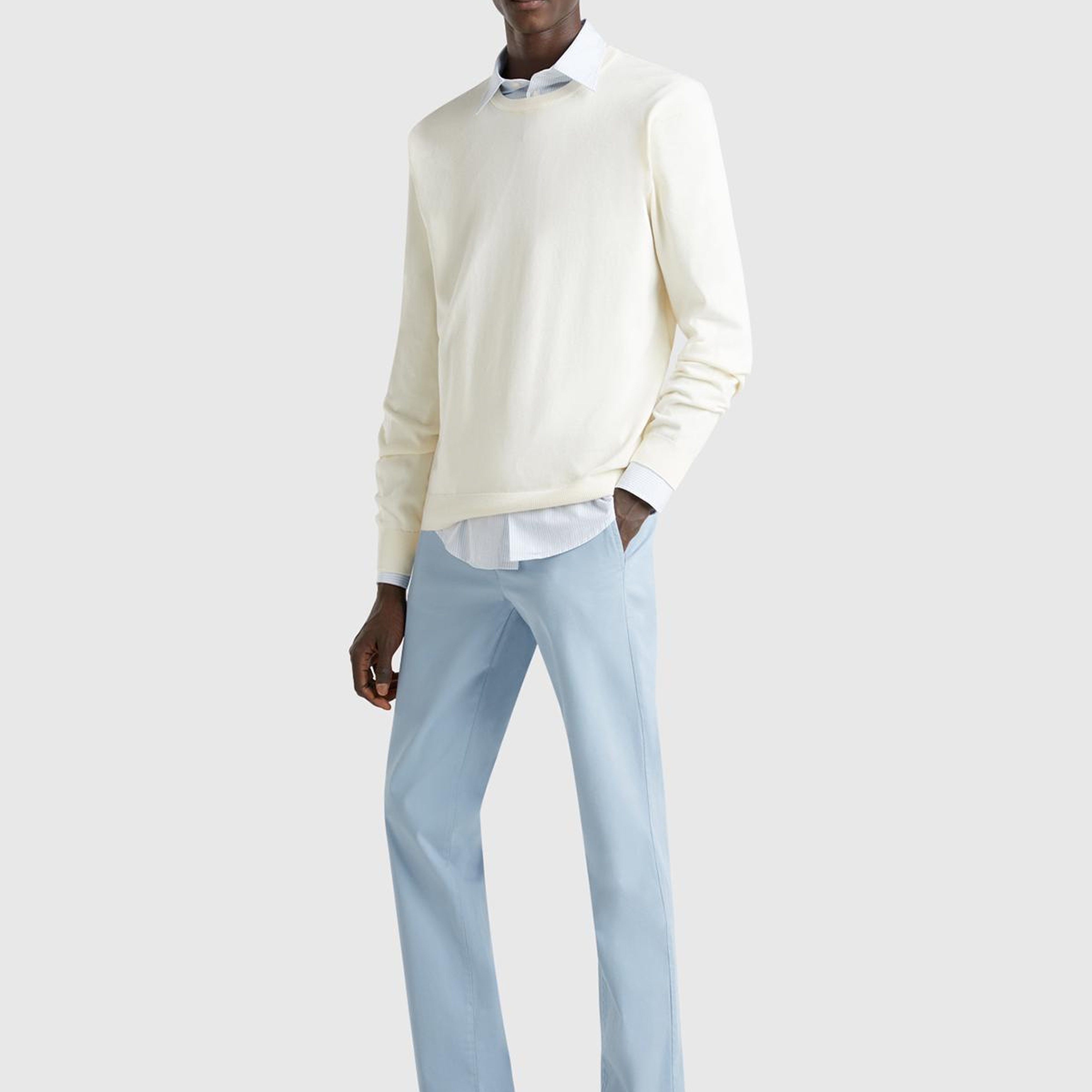 Erkek Açık Mavi Slim Fit Chino Pantolon