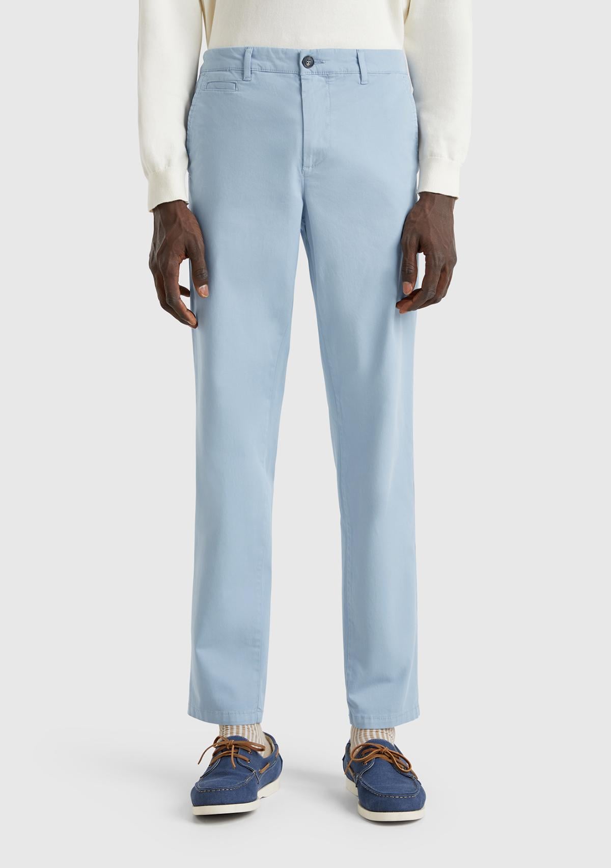 Erkek Açık Mavi Slim Fit Chino Pantolon