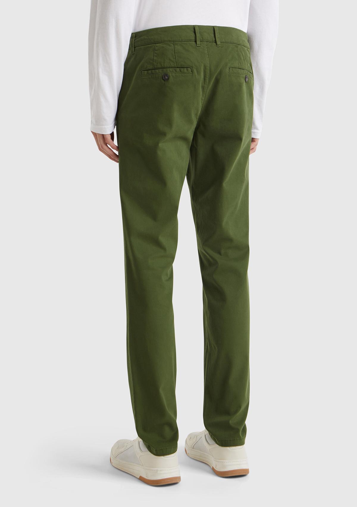 Erkek Haki Slim Fit Chino Pantolon