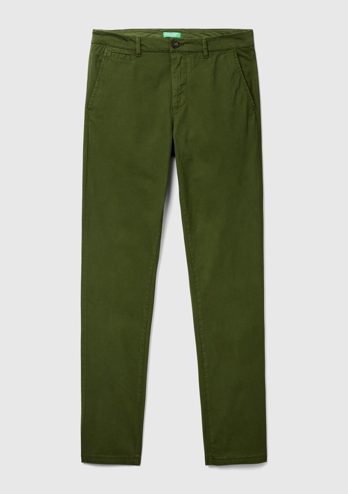 Erkek Haki Slim Fit Chino Pantolon