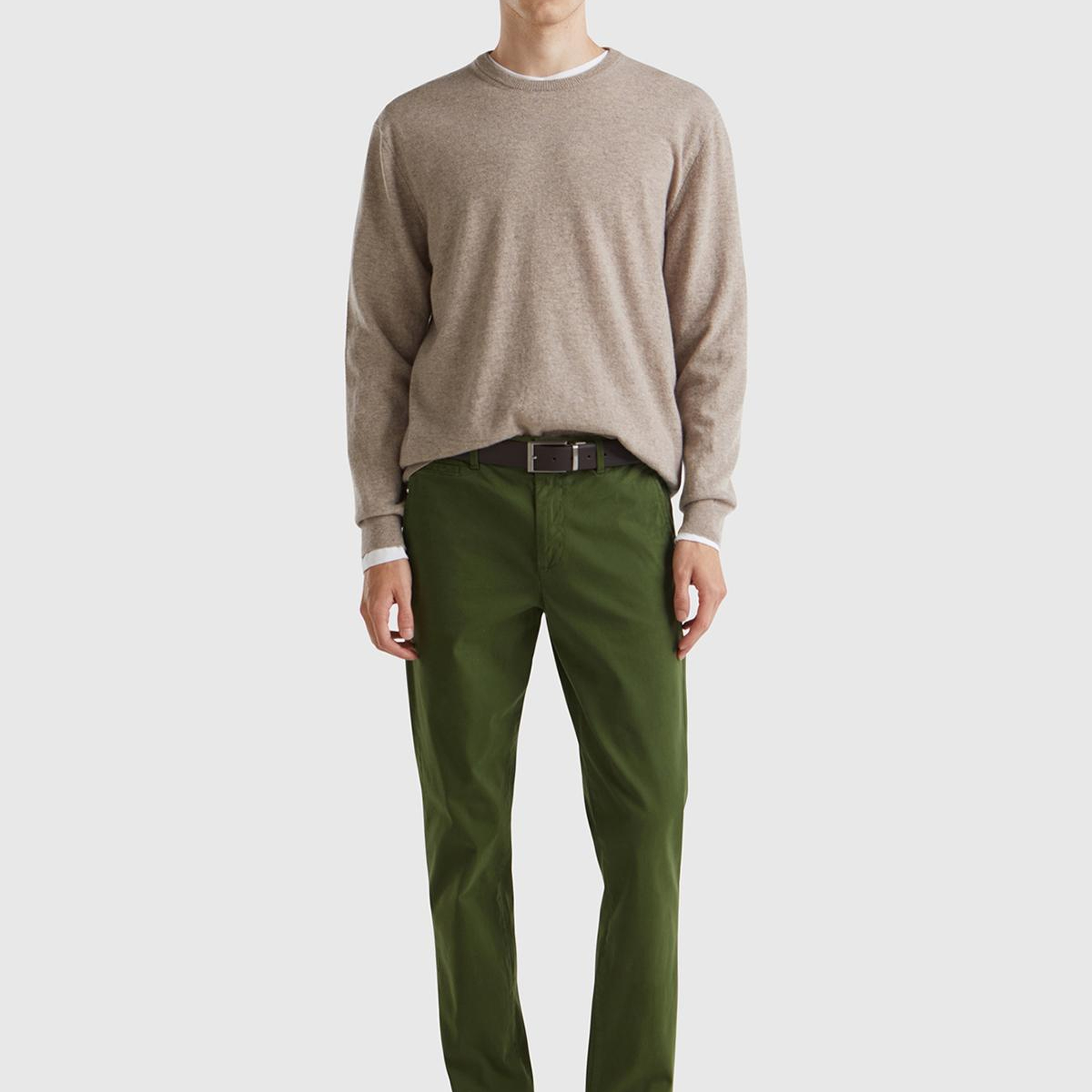 Erkek Haki Slim Fit Chino Pantolon