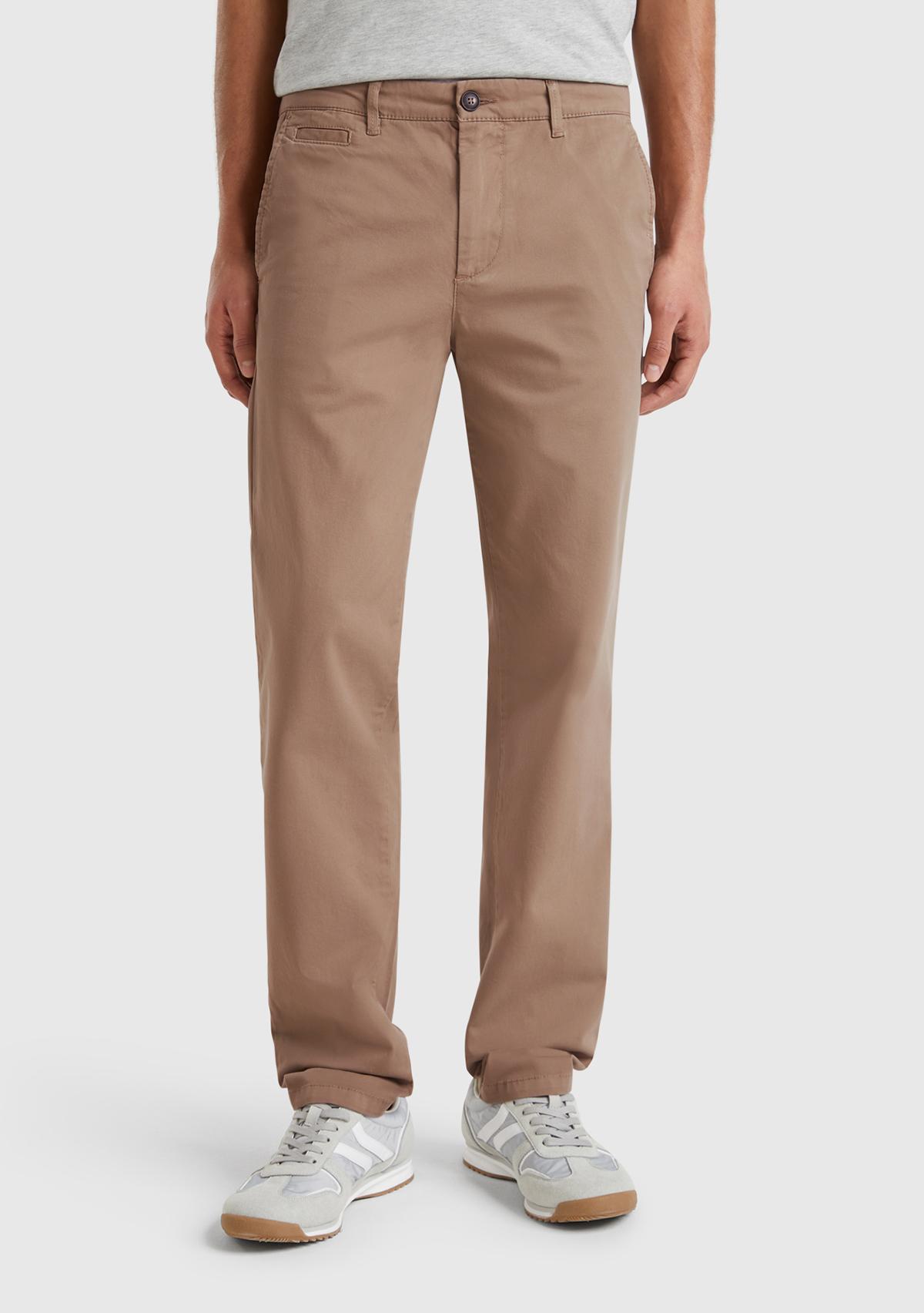 Erkek Kahverengi Slim Fit Chino Pantolon