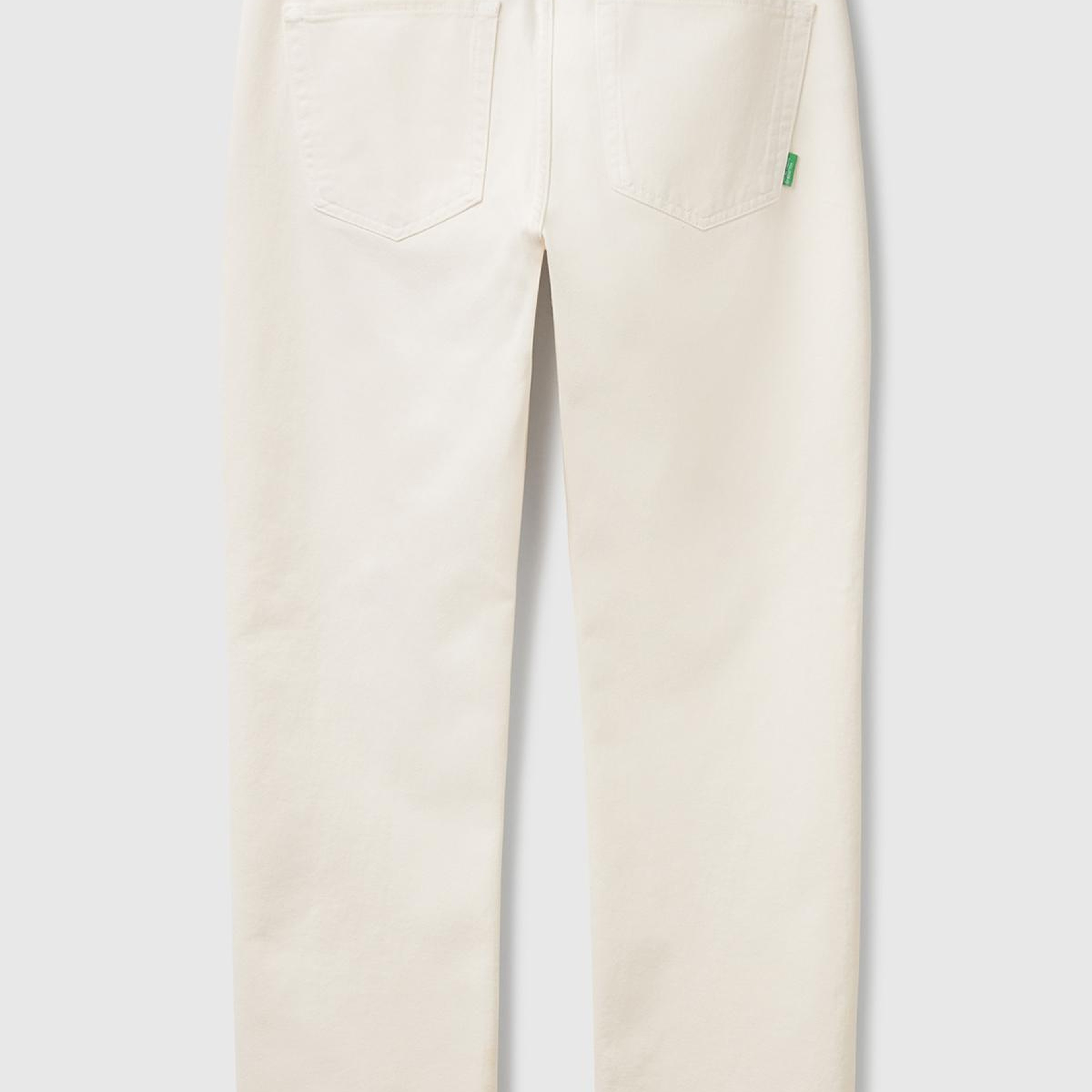 Erkek Beyaz %100 Pamuk Beli Logo Etiketli 5 Cepli Straight Fit Pantolon