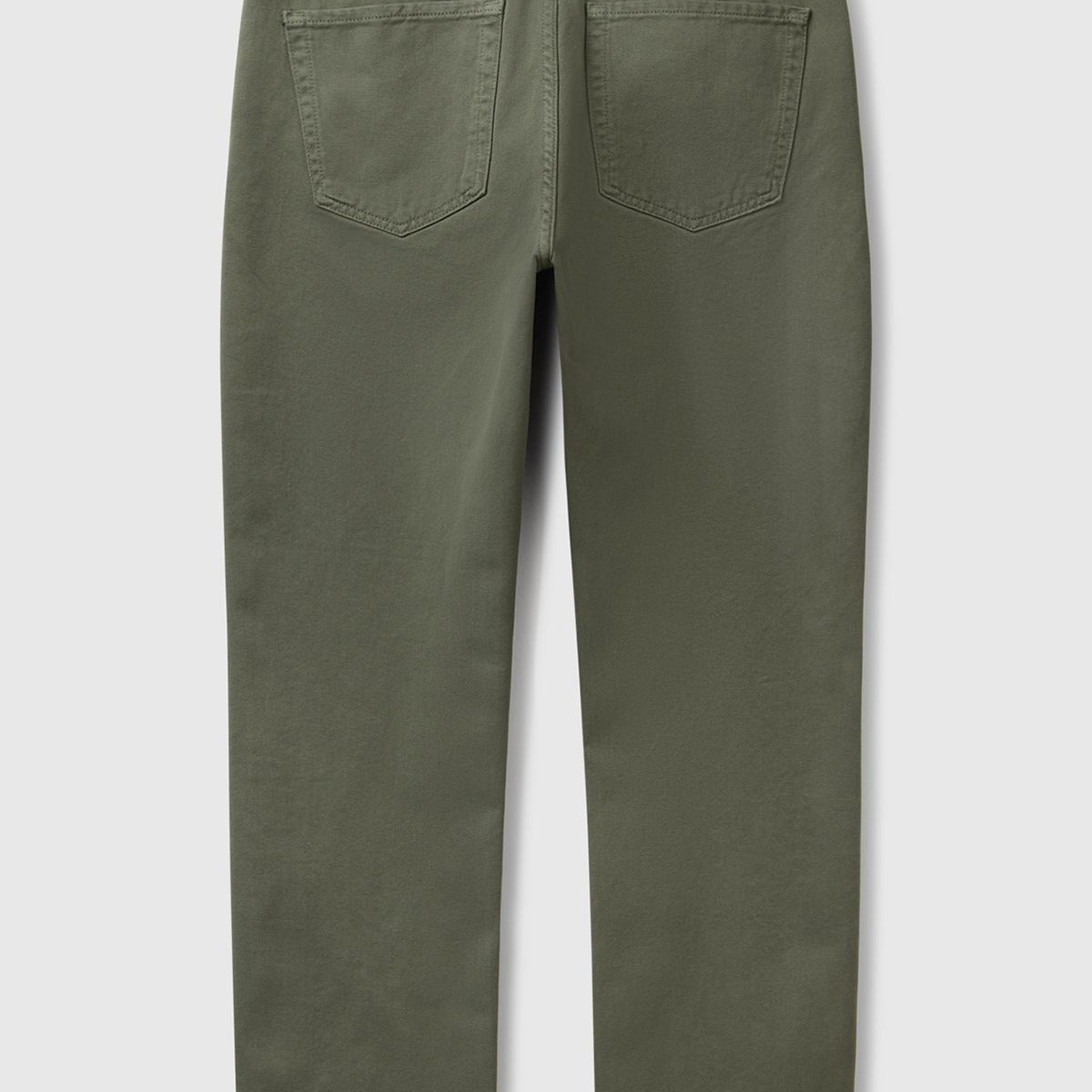 Erkek Soluk Yeşil %100 Pamuk Beli Logo Etiketli 5 Cepli Straight Fit Pantolon